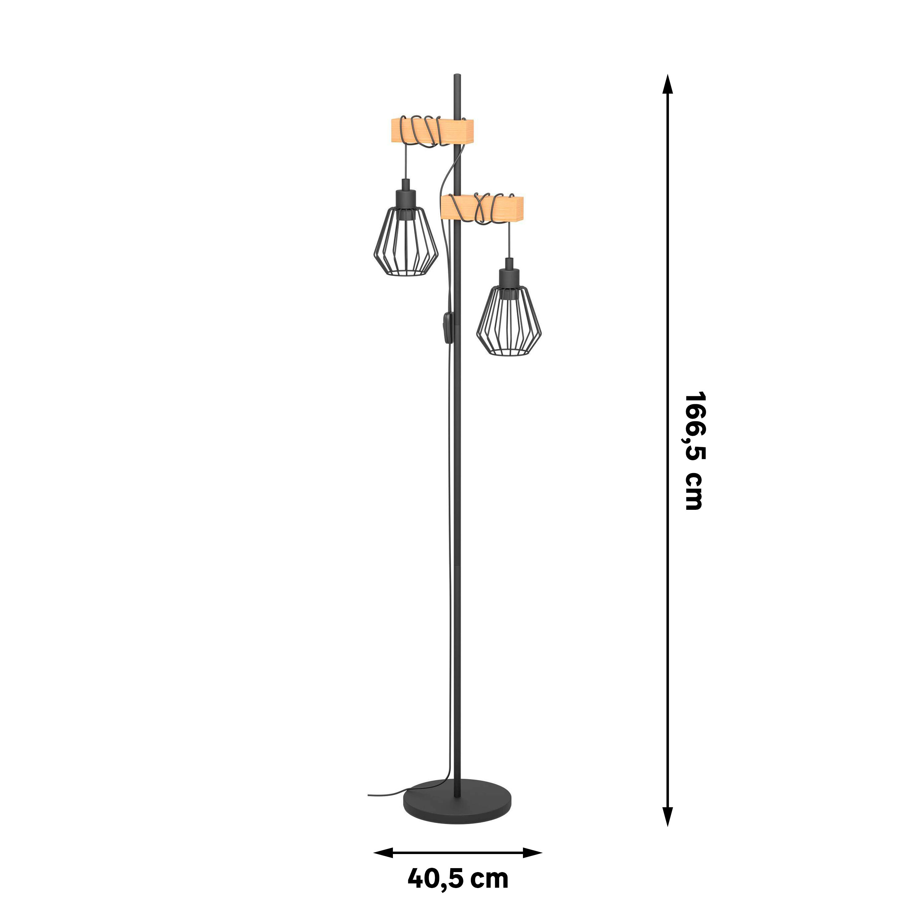 Candeeiro de pé INSPIRE TABODI 2 LUZES E27 METAL MADEIRAEIRA PRETO - 9