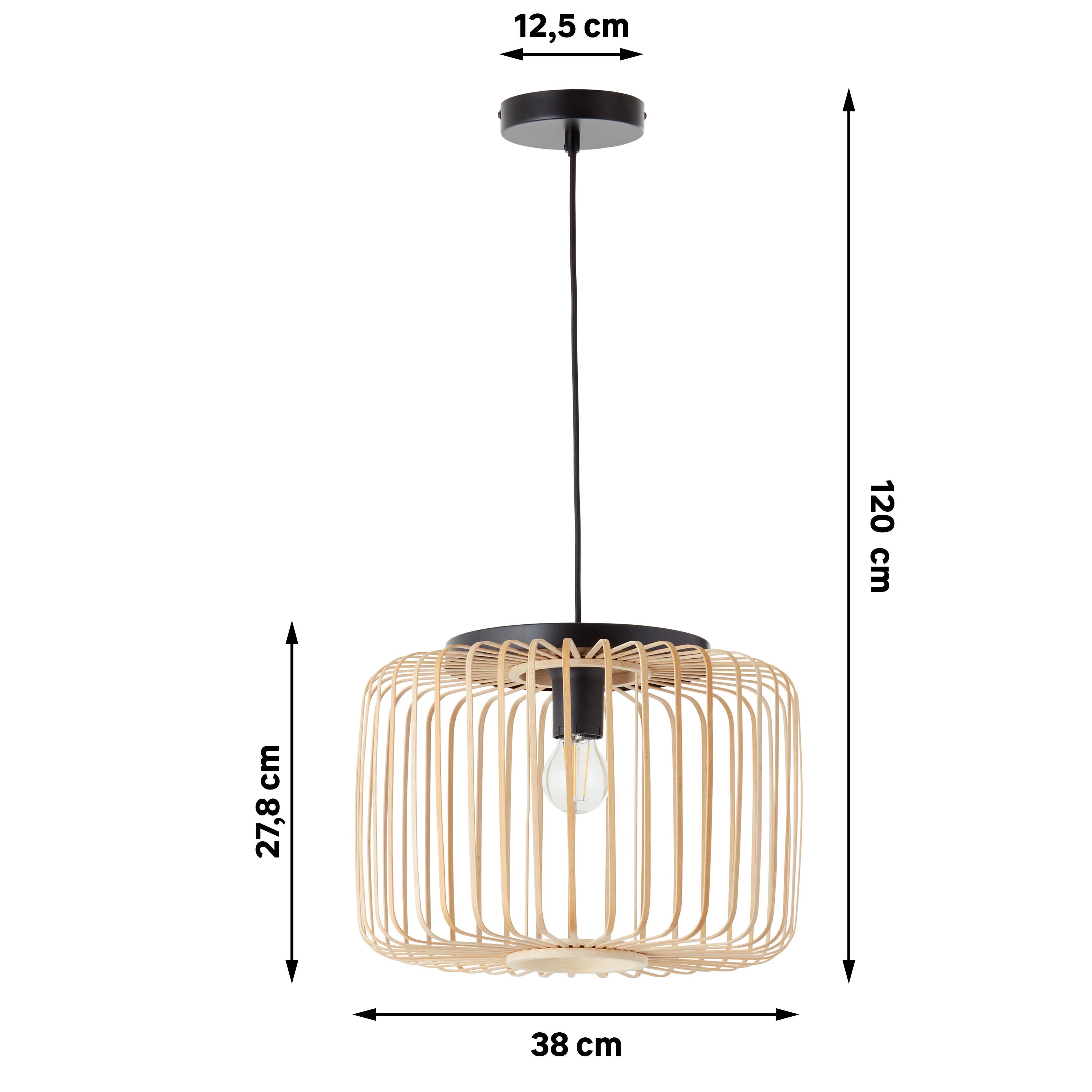 Lámpara de techo colgante de bambú beige 1 luz E27 Pecan INSPIRE 38 cm y altura regulable - 5