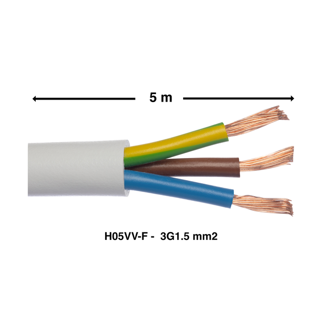 Cabo H05VV-F 3G1,5mm² Lexman 5m branco