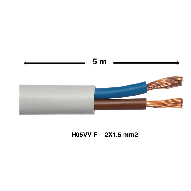 Cabo H05VV-F 2x1,5mm² Lexman 5m branco