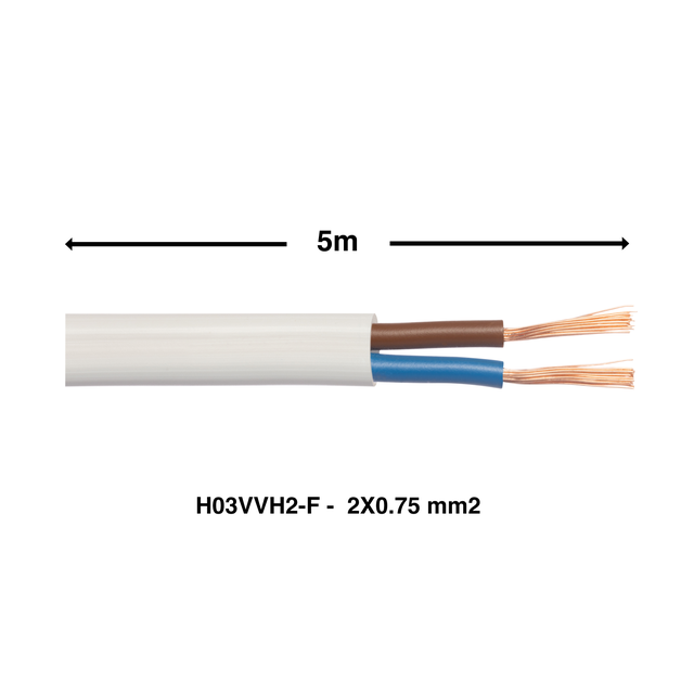 Cabo H03VVH2-F 2x0,75mm² Lexman 5m branco