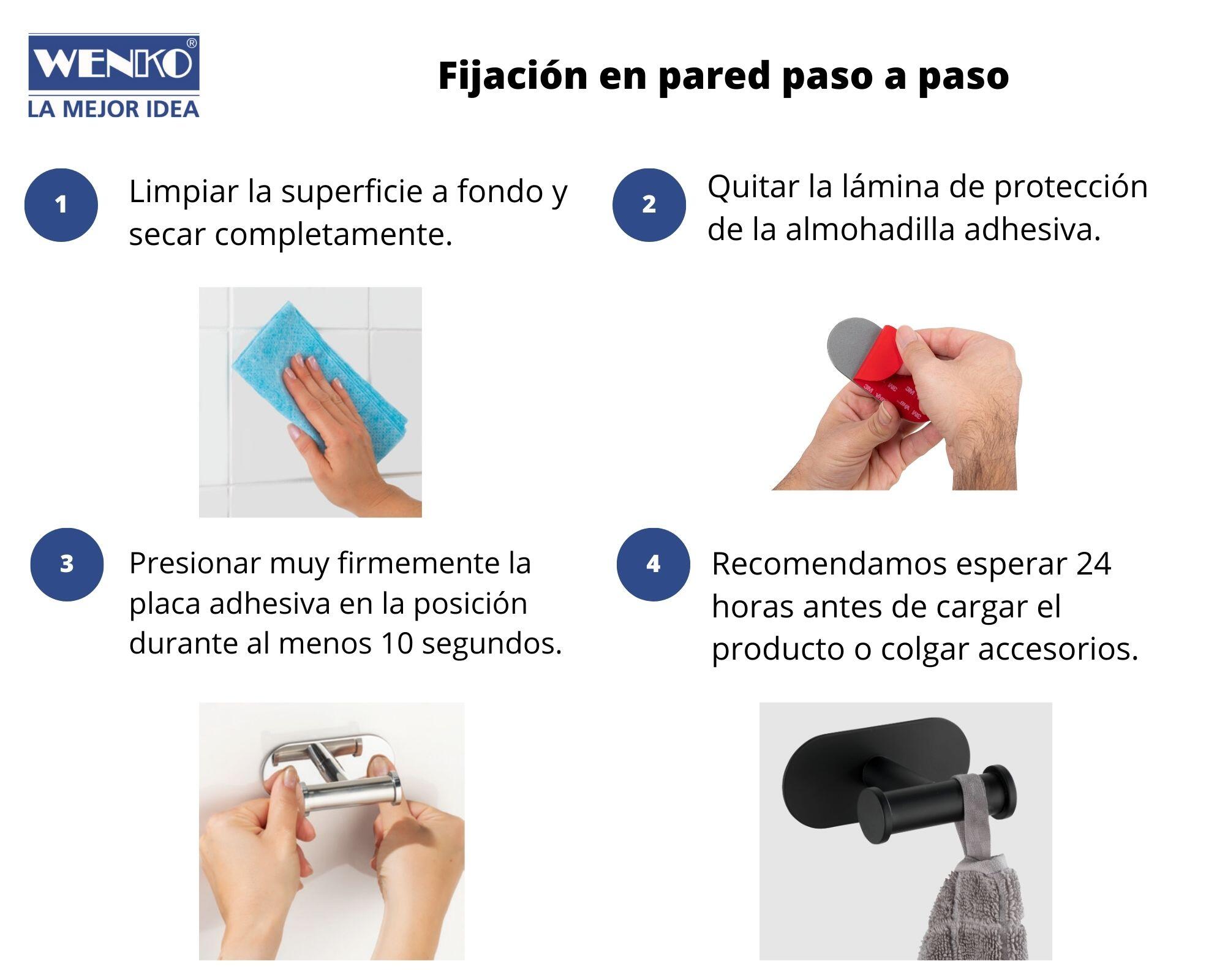 Portarrollos de papel higiénico Orea negro barnizado adhesivo - 8