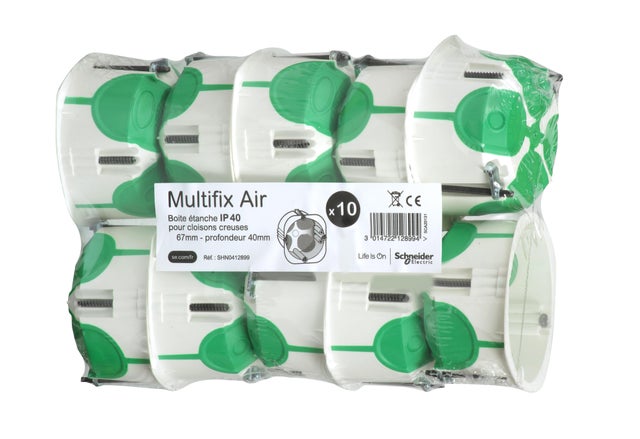 Lot 10 boîtes d'encastrement étanches D67xP40mm Multifix air SCHNEIDER ELECTRIC