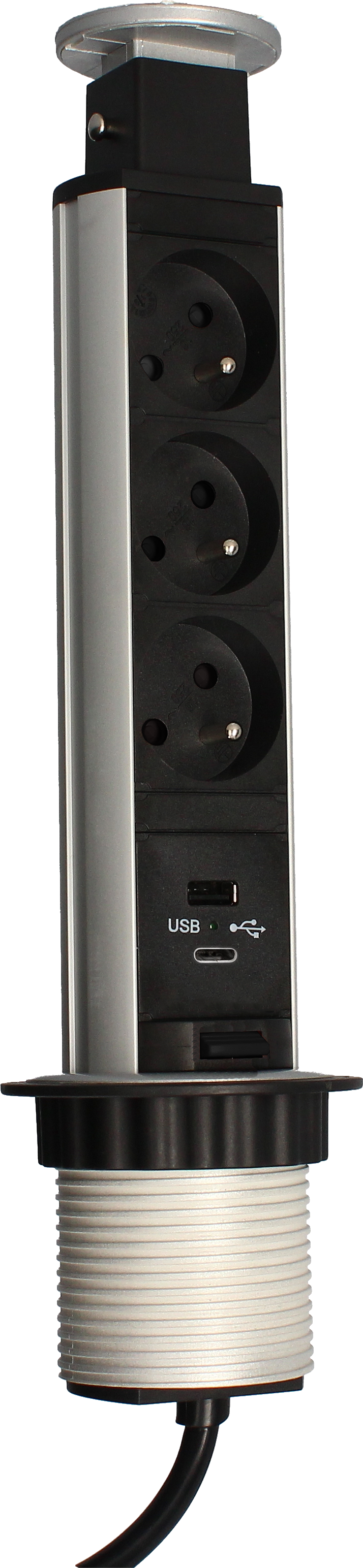 Bloc encastrable 2 ports usb A et usb C, 3 prises gris ARLUX - 5