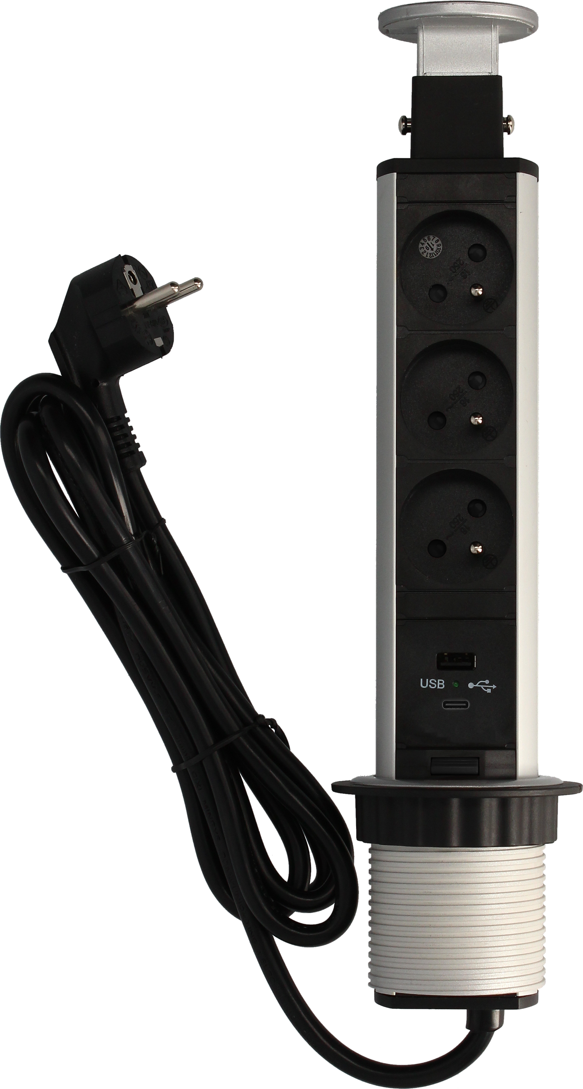 Bloc encastrable 2 ports usb A et usb C, 3 prises gris ARLUX - 4