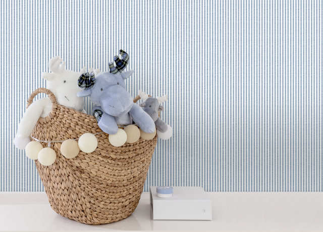 Tapeta w paski Jack'n Rose pasy niebiesko-biała winylowa na flizelinie