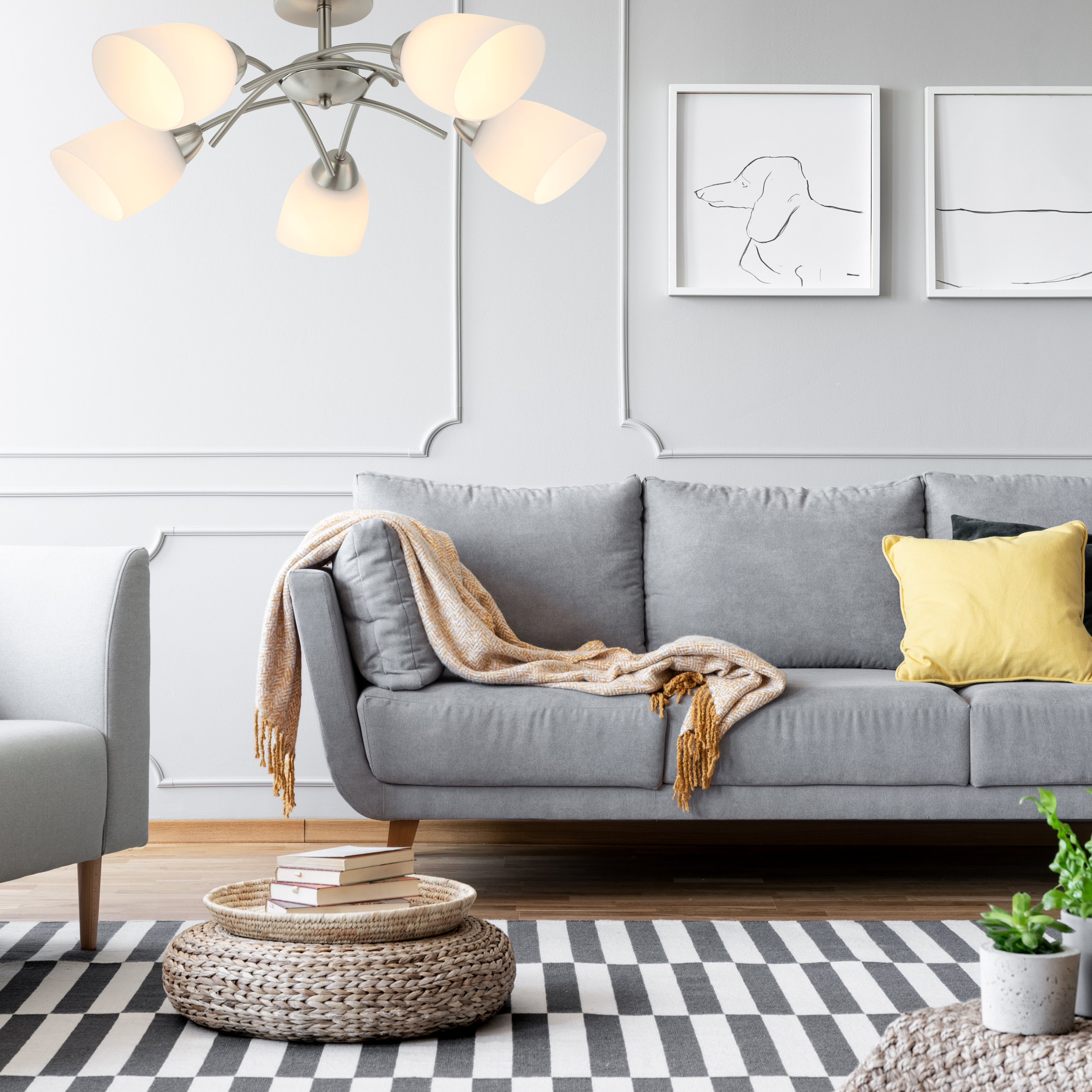 Lampa sufitowa Donna nikiel 5 x E27 Lamkur - 3