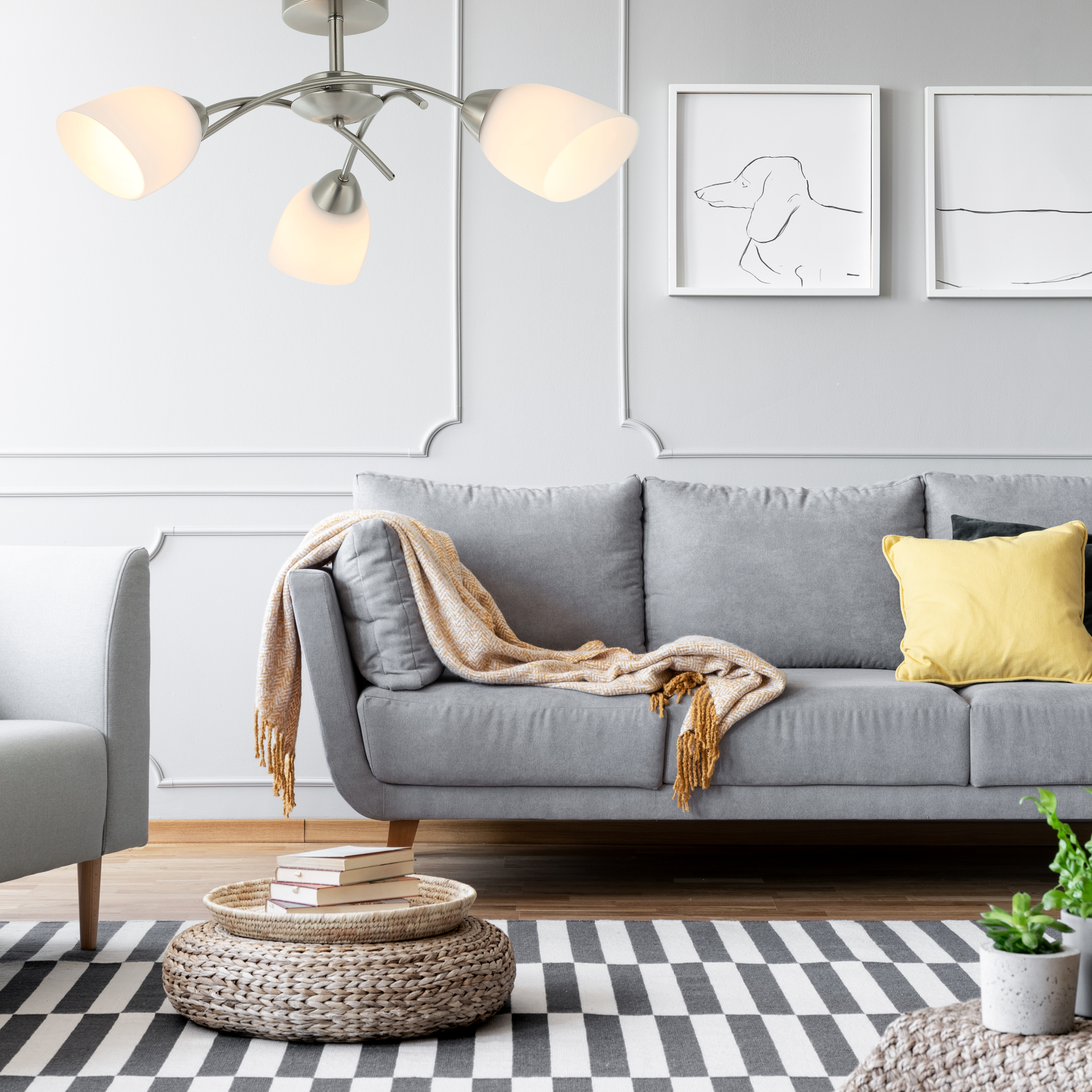Lampa sufitowa Donna nikiel 3 x E27 Lamkur - 3
