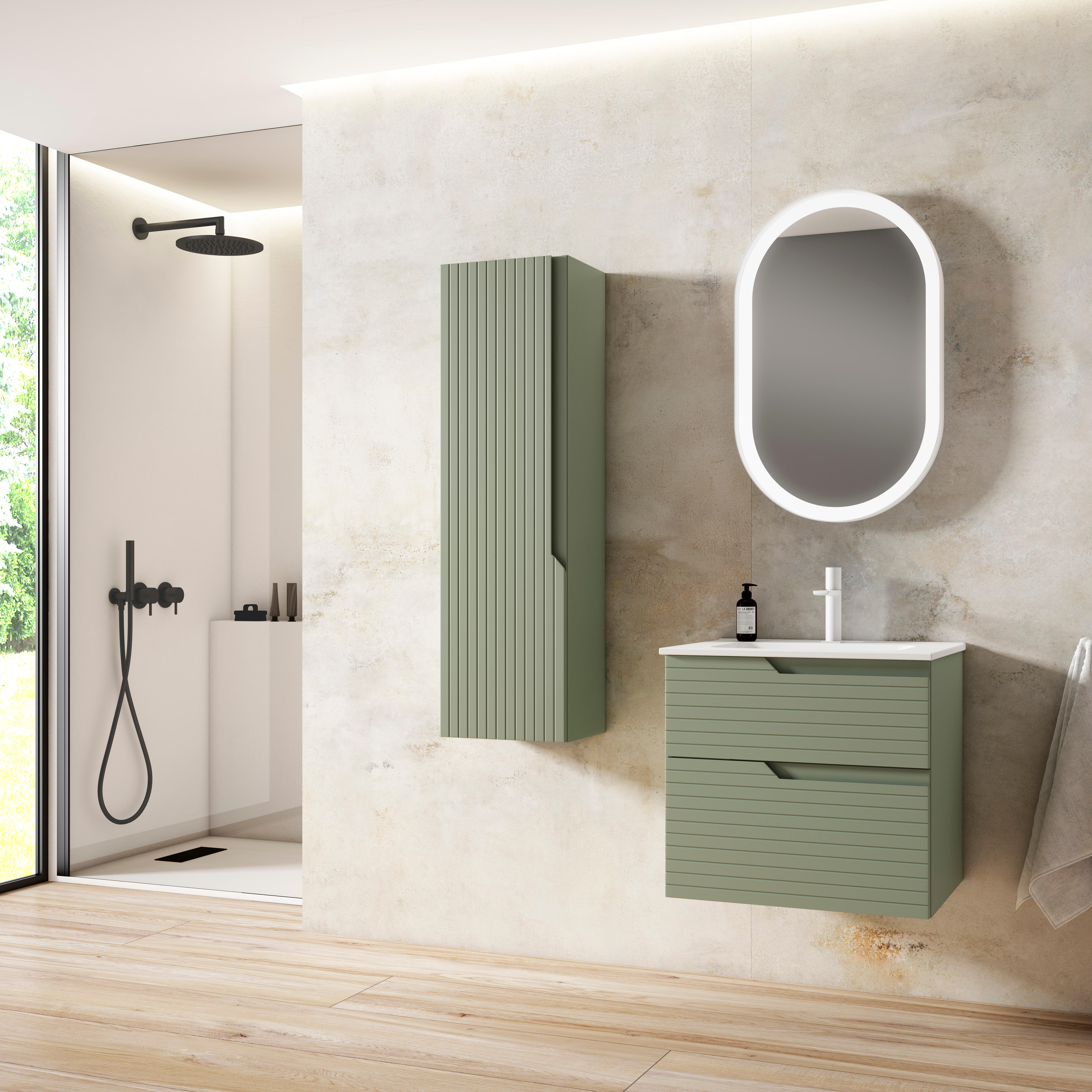 Mueble de baño con lavabo iris verde mate 60x44.9 cm
