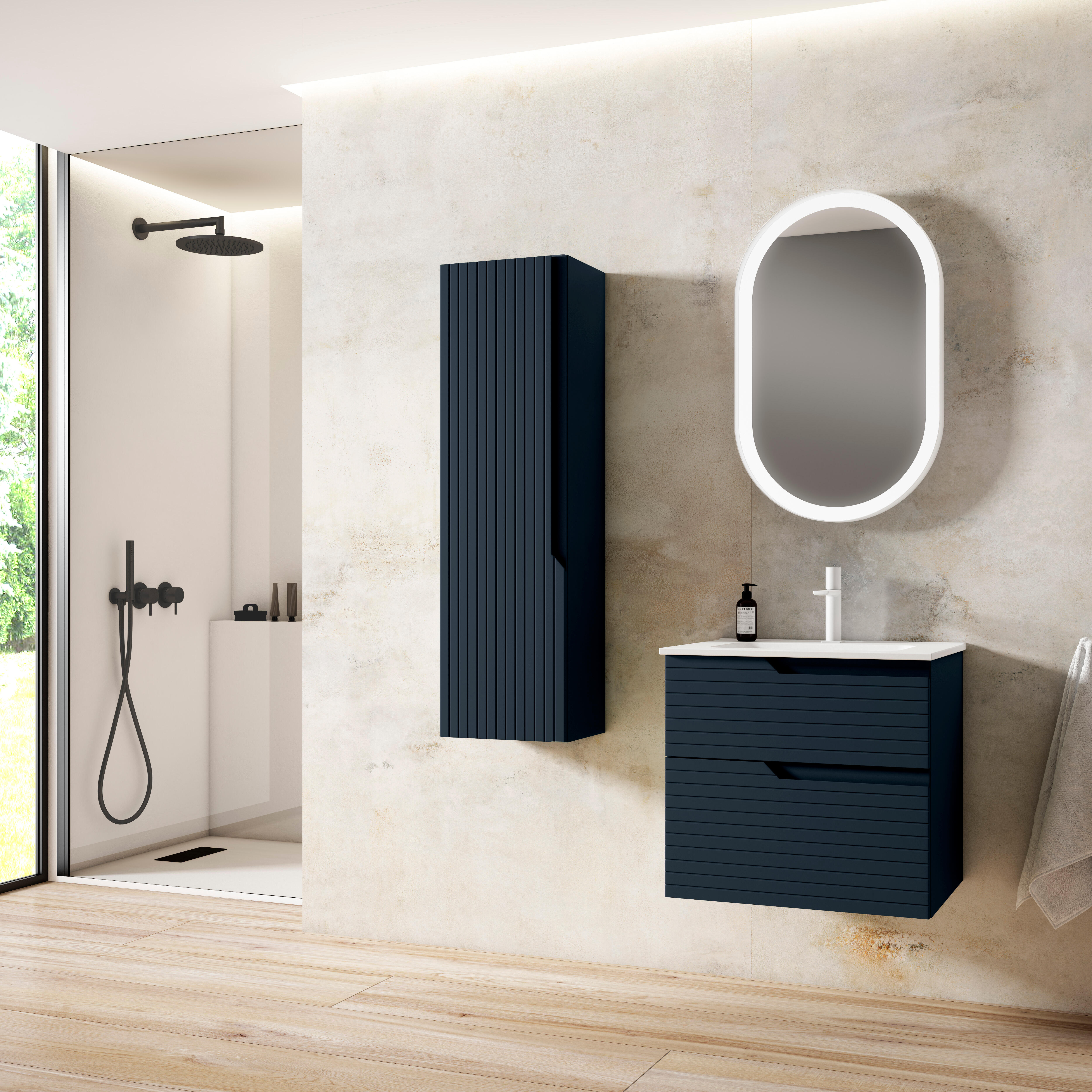 Mueble de baño con lavabo iris azul mate 60x44.9 cm