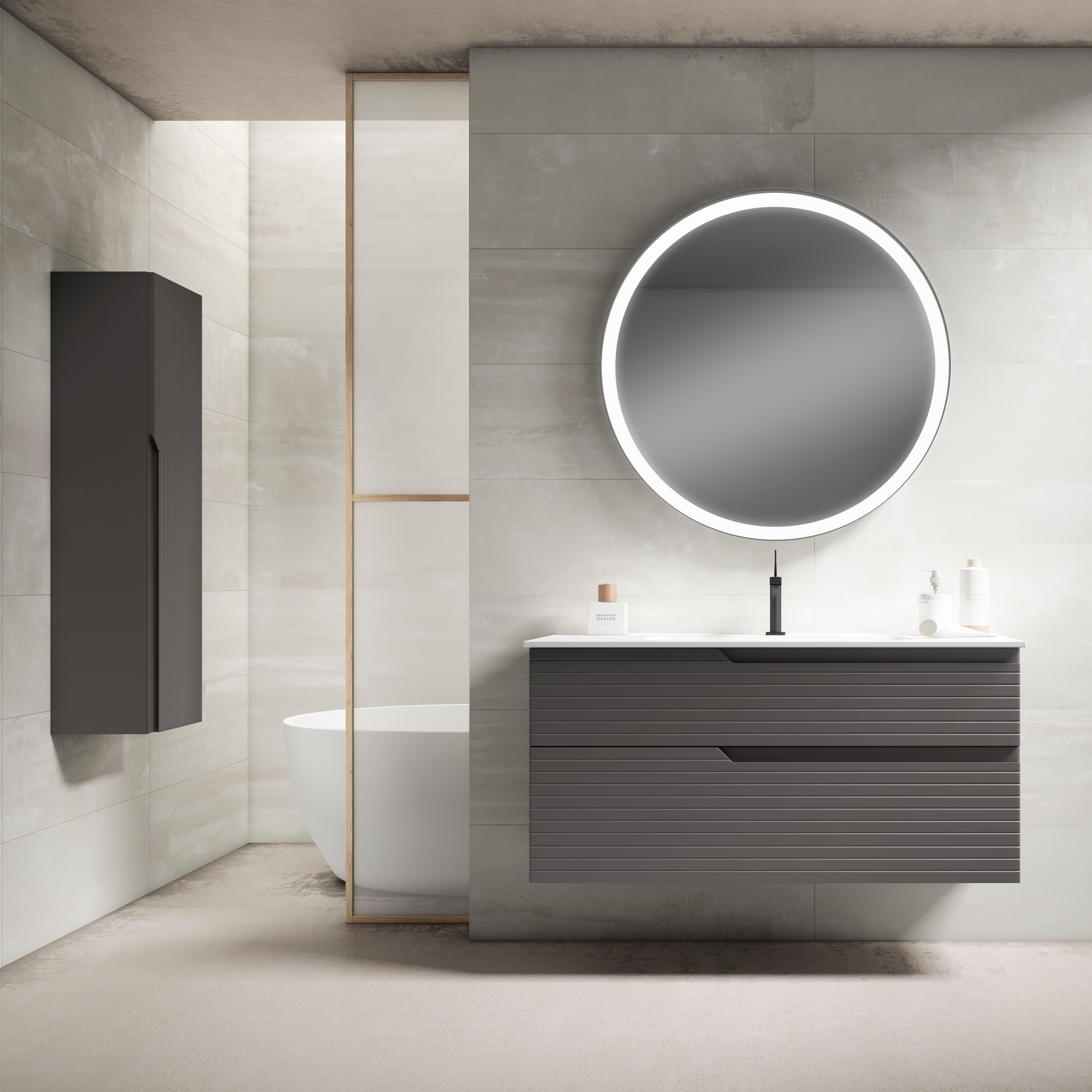 Mueble de baño con lavabo iris ceniza 120x50 cm