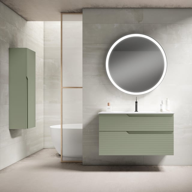 Mueble de baño con lavabo  Iris verde mate 100x44.9 cm