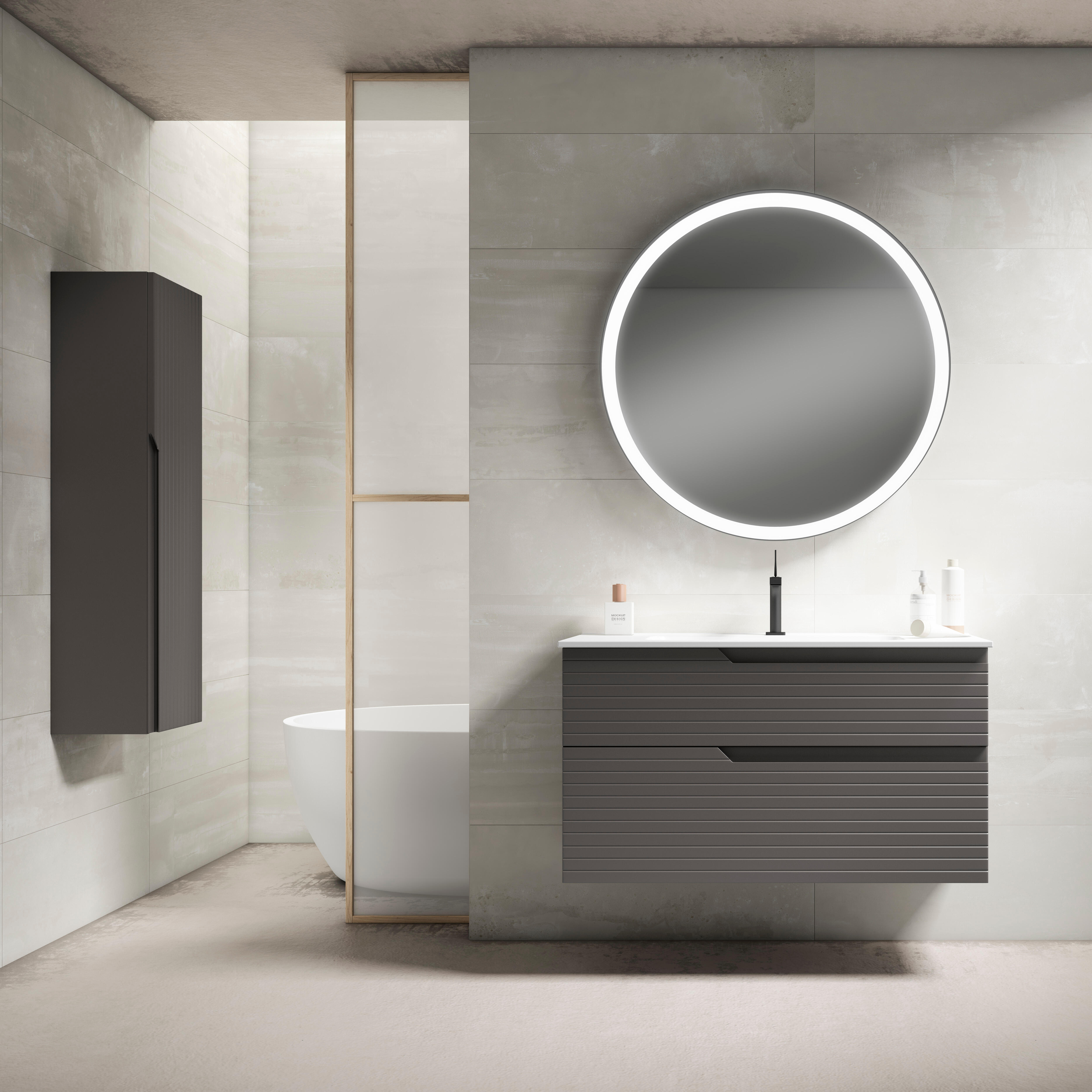 Mueble de baño con lavabo iris ceniza 100x50 cm