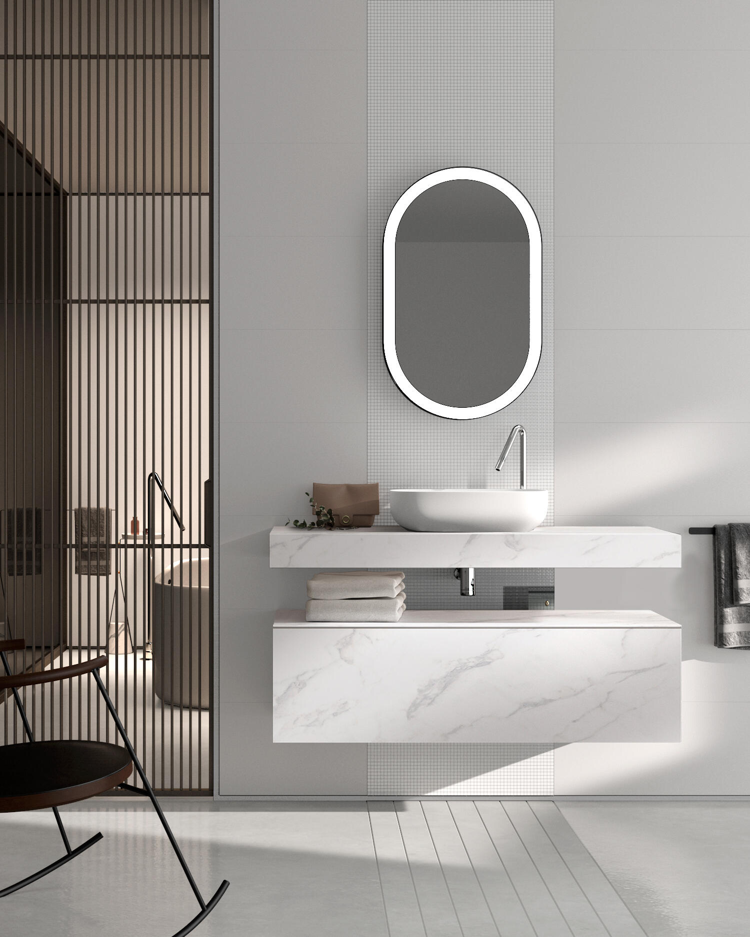 Mueble de baño con lavabo texture blanco 120x46 cm