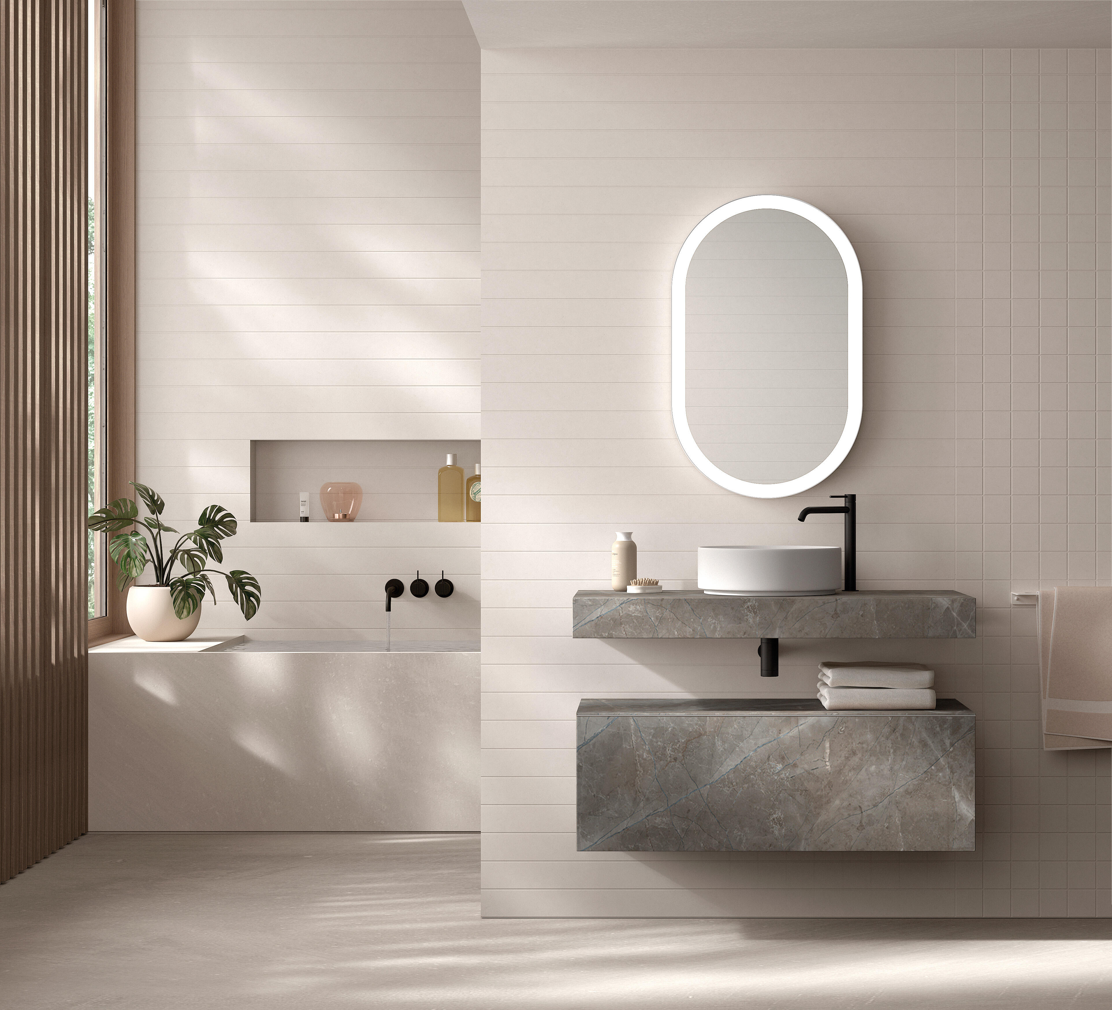 Mueble de baño con lavabo texture gris claro 100x46 cm