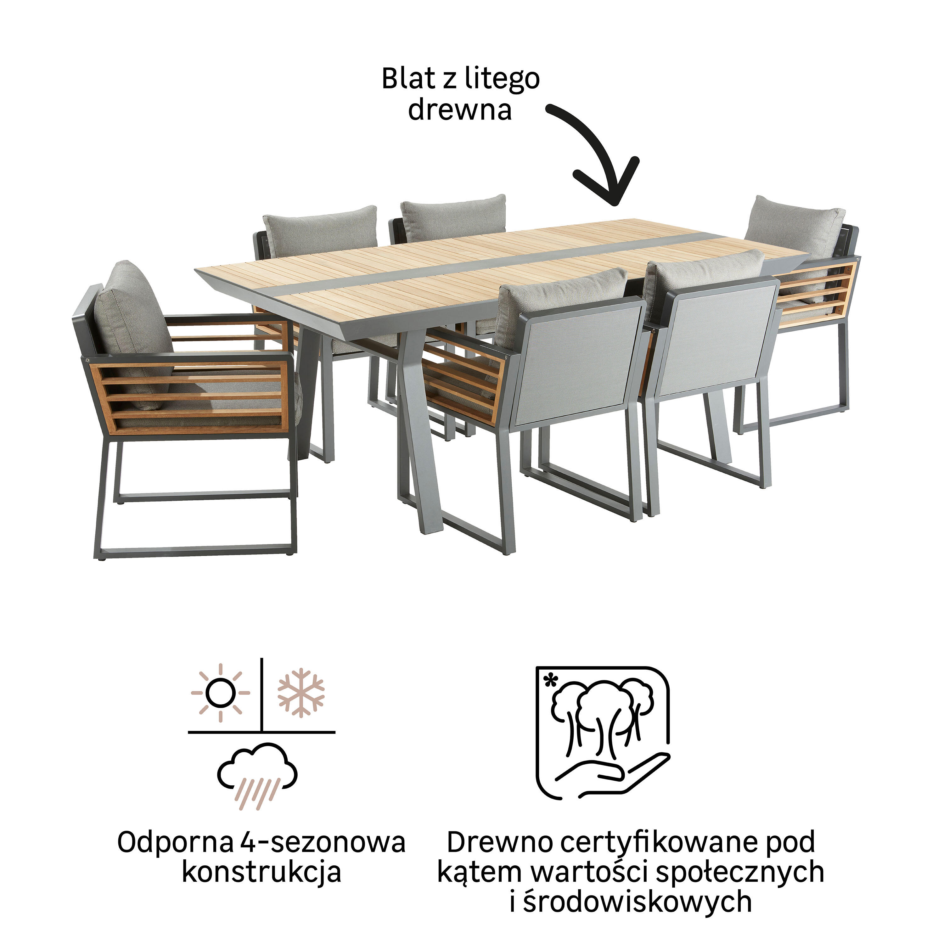 Stół ogrodowy Ionis 200x100 cm antracytowy Naterial - 8