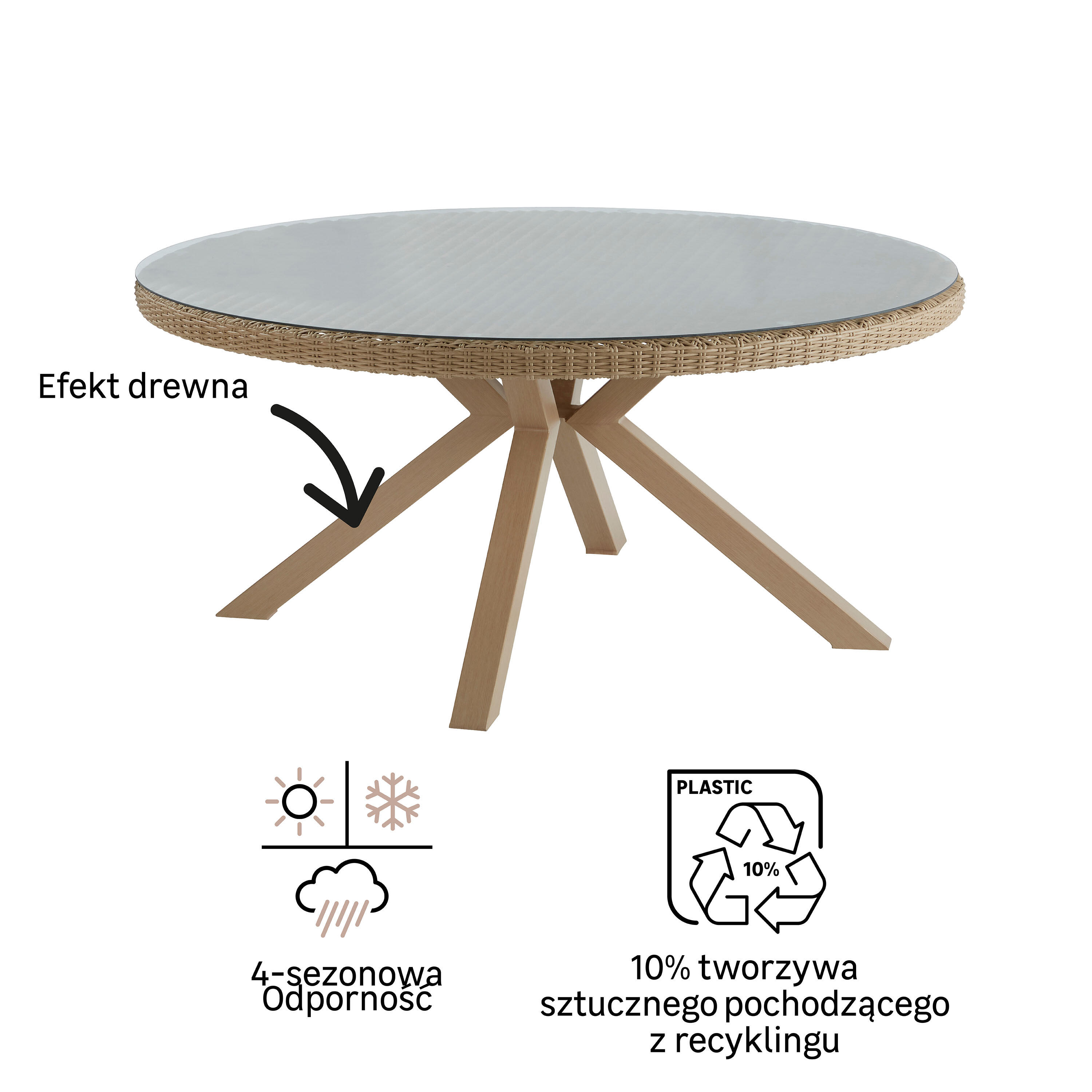 Stół ogrodowy Medena 160cm aluminiowy beżowy Naterial - 11