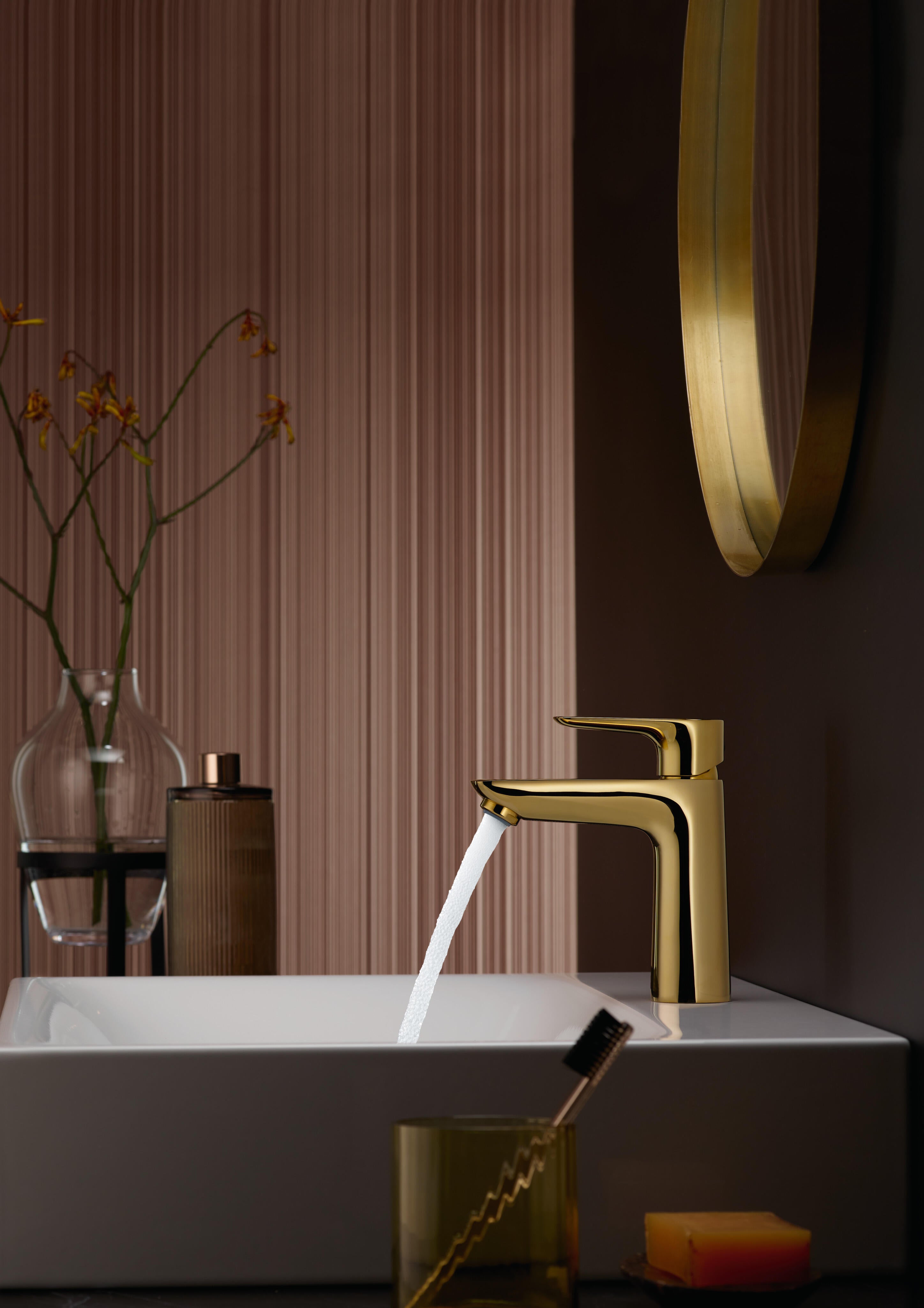 Rubinetto per lavabo a canna media getto laminare cristallino Talis E bronzo spazzolato satinato HANSGROHE H 16.2 cm - 5