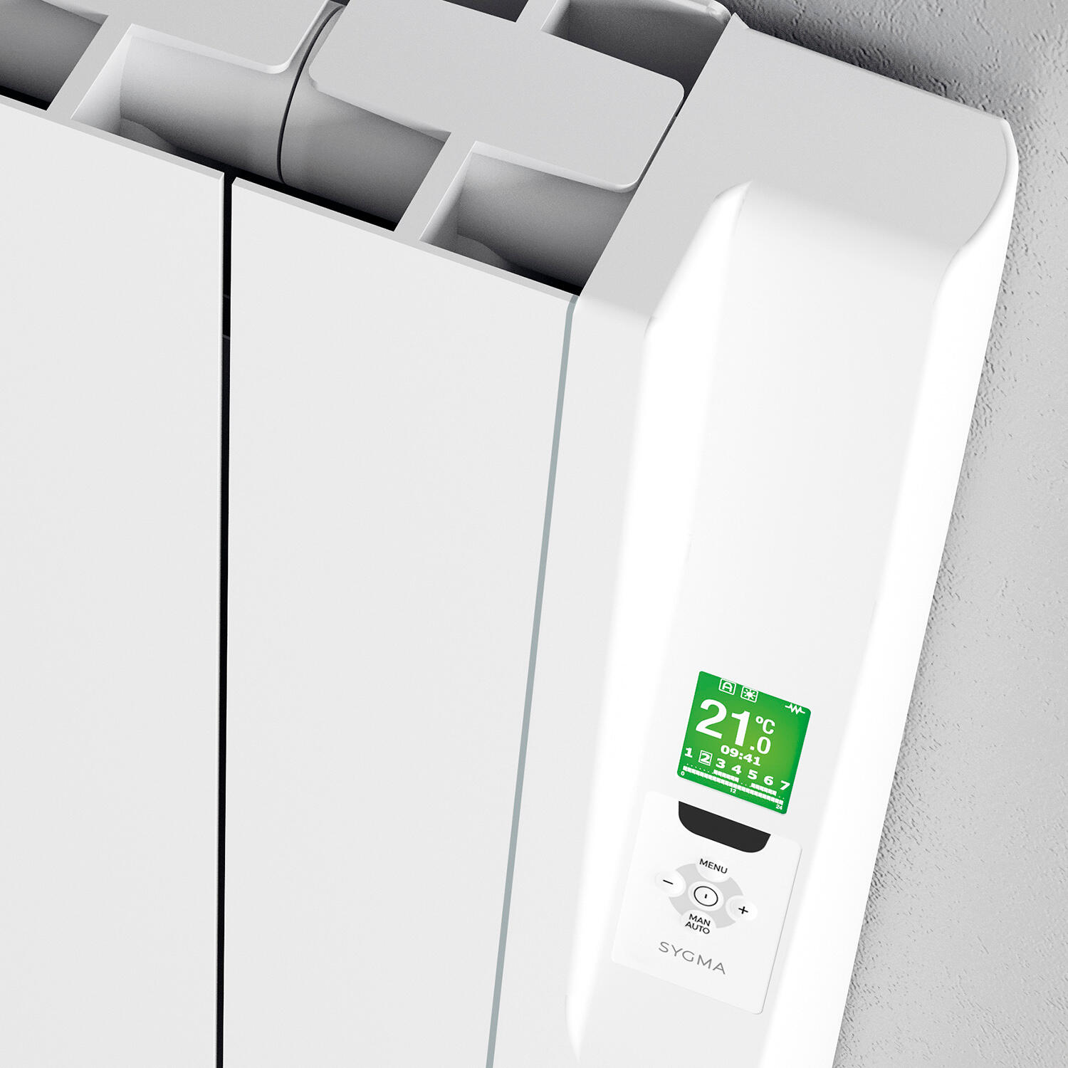 Radiateur électrique à inertie fluide 1500 W SYGMA II horizontal blanc - 3