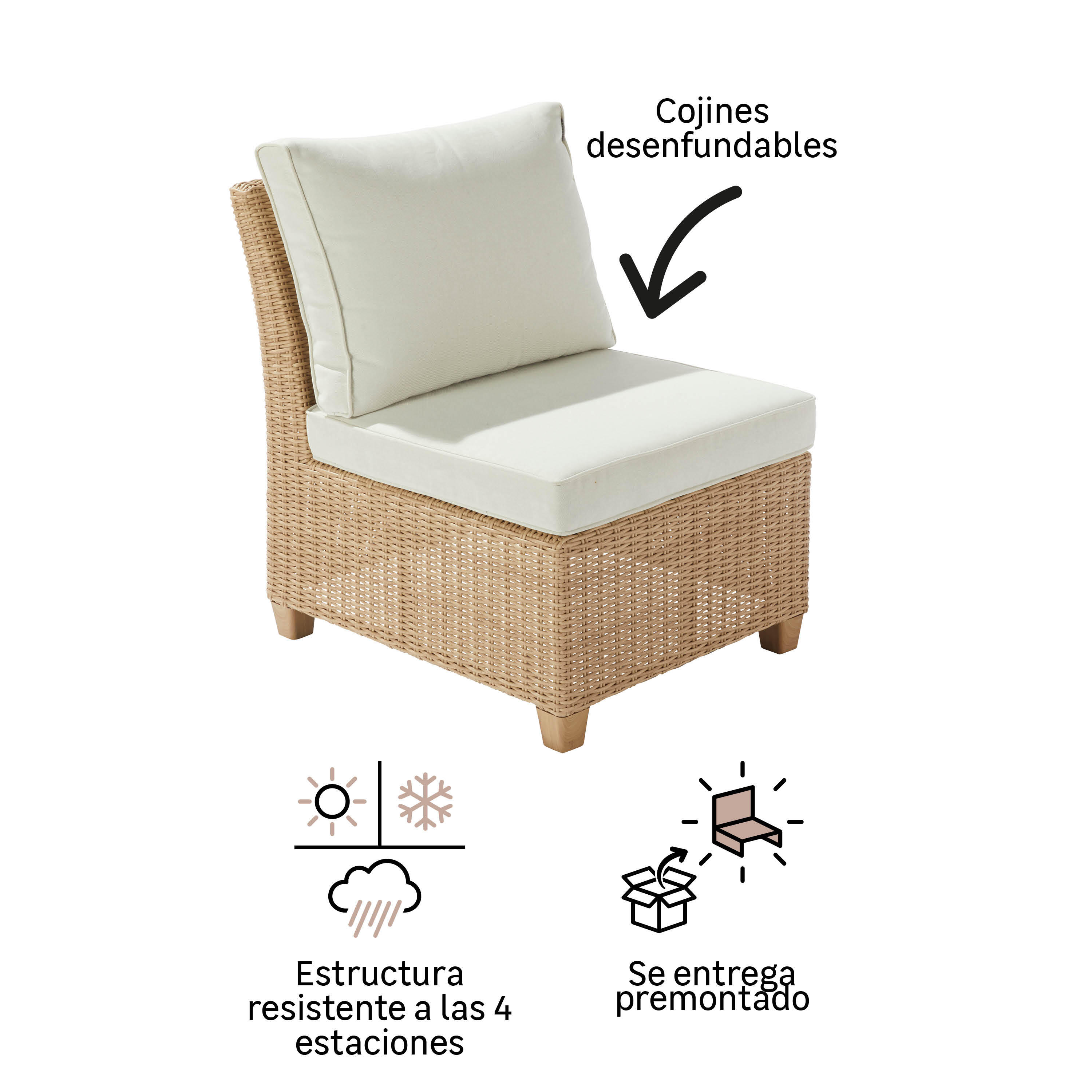 Sillón de jardín con cojín de aluminio NATERIAL Medena gris - 3