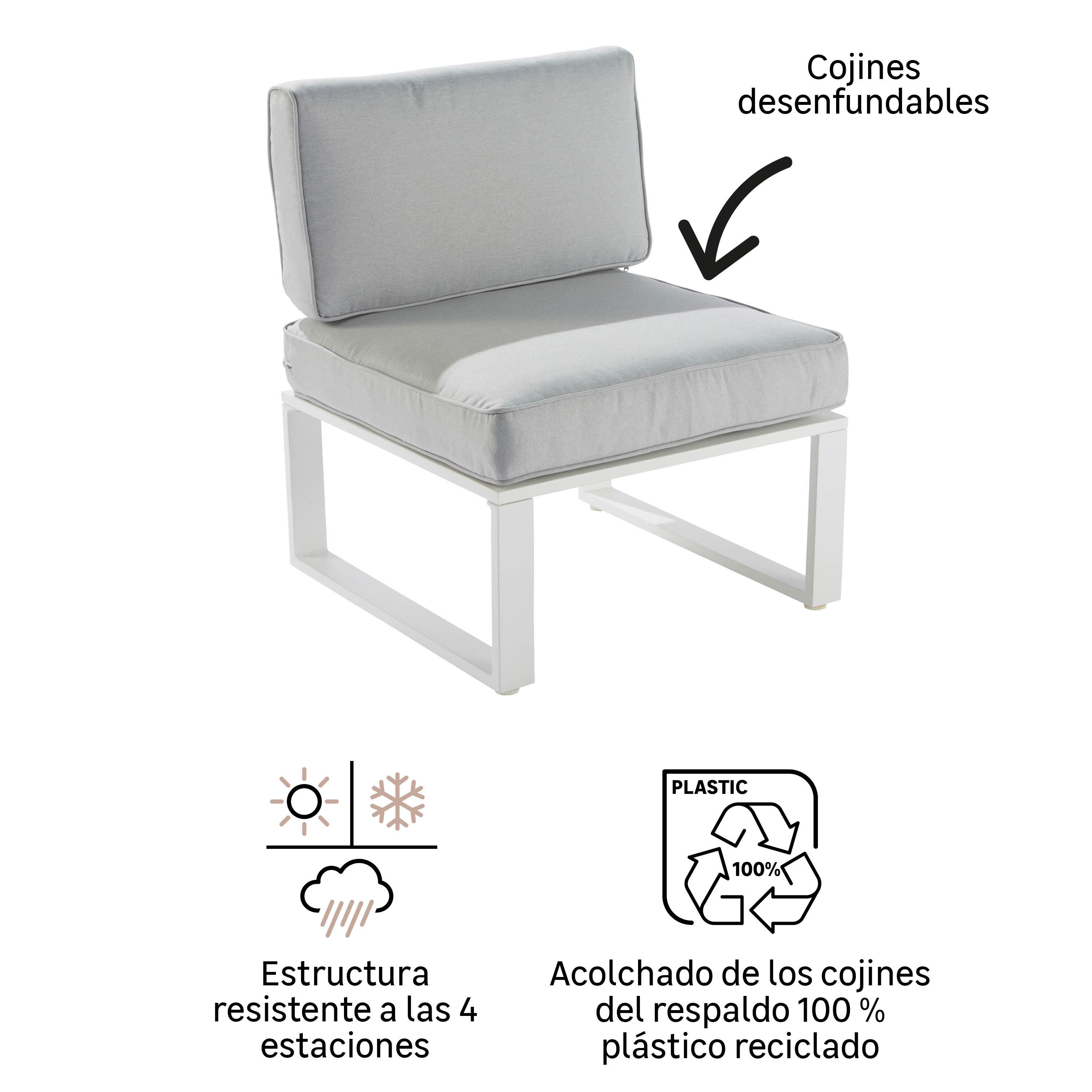 Sillón de jardín de aluminio NATERIAL Odyssea blanco - 3