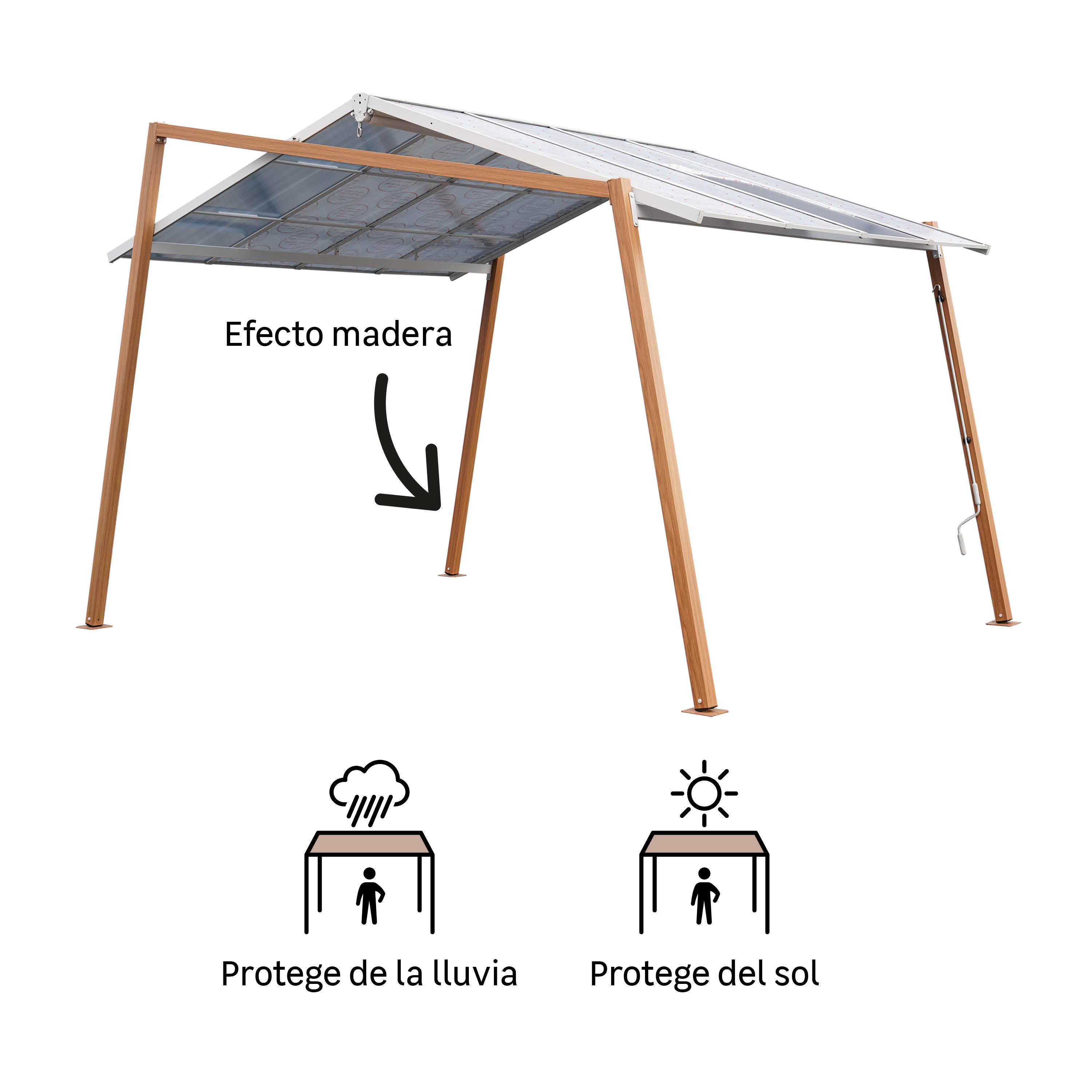 Pérgola de acero naterial oxia de 300x400 cm