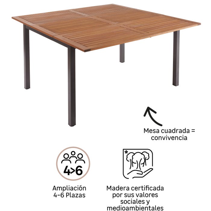 MESA NAT ORIS EXT 102/147X147CM ALU MAD