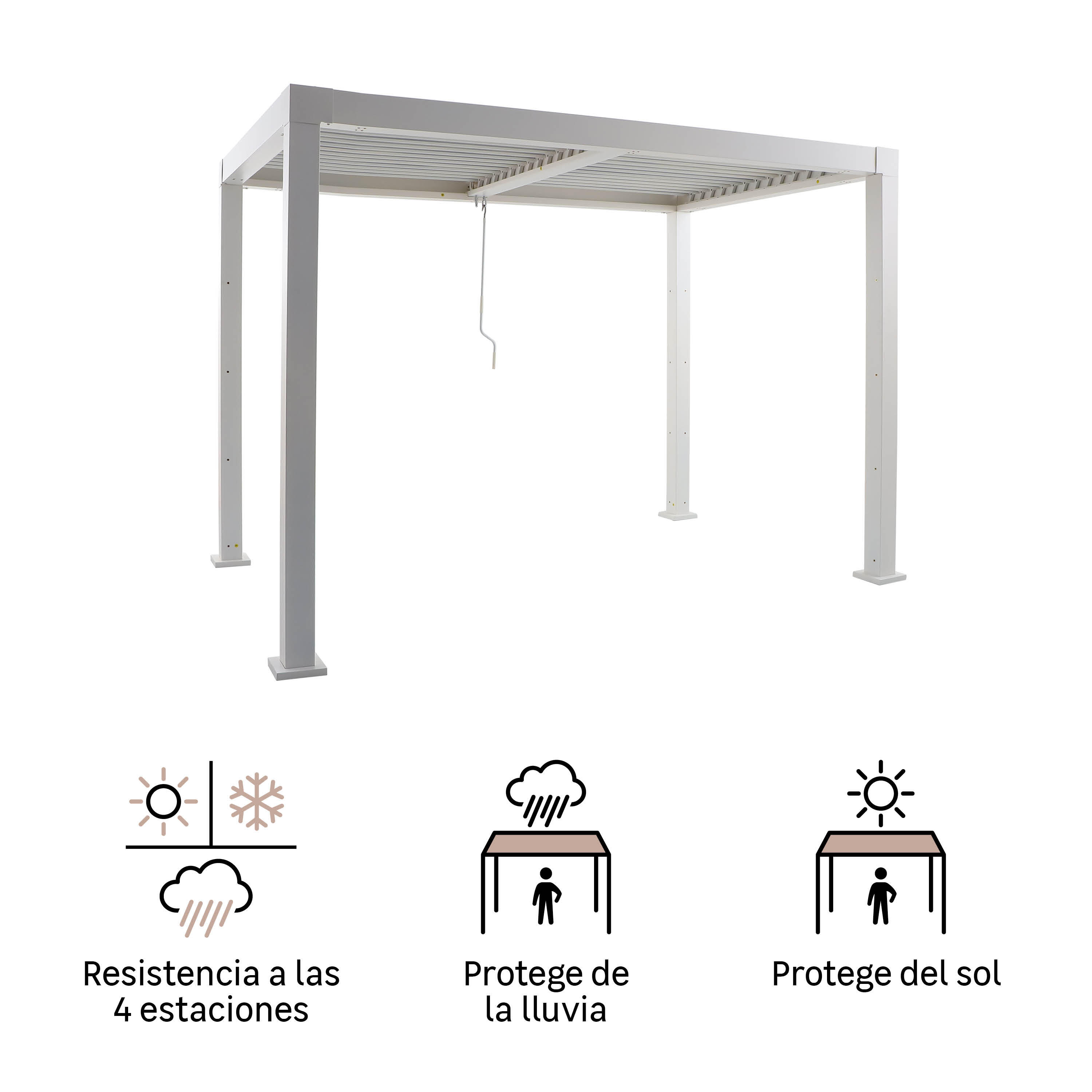Pérgola bioclimática de aluminio NATERIAL Origin blanca y lama gris oscuro de 313 x 198 x 229 cm manual - 3