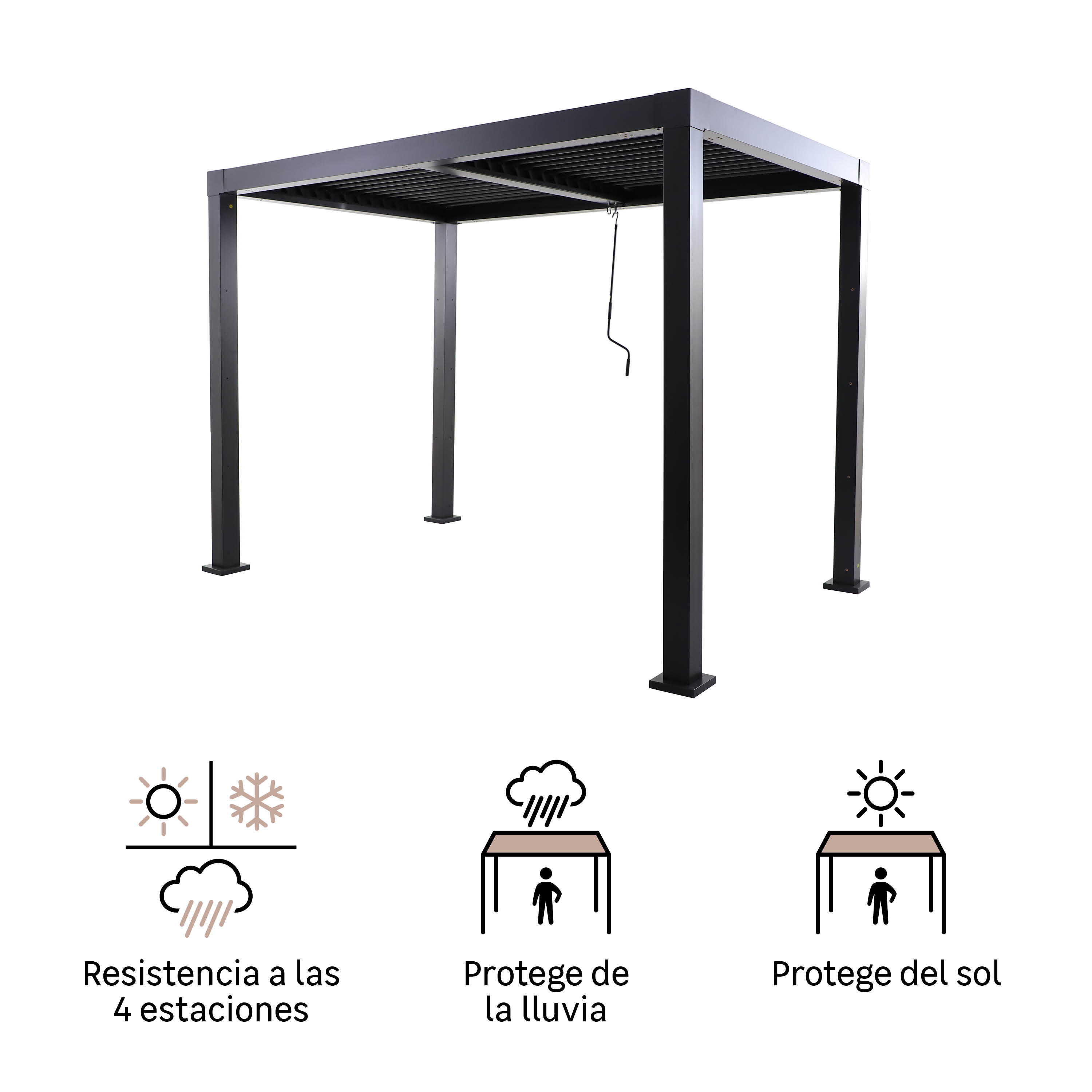 PERGOLA NAT CLIMA BIO ALU 313X198CM GRIS - 2