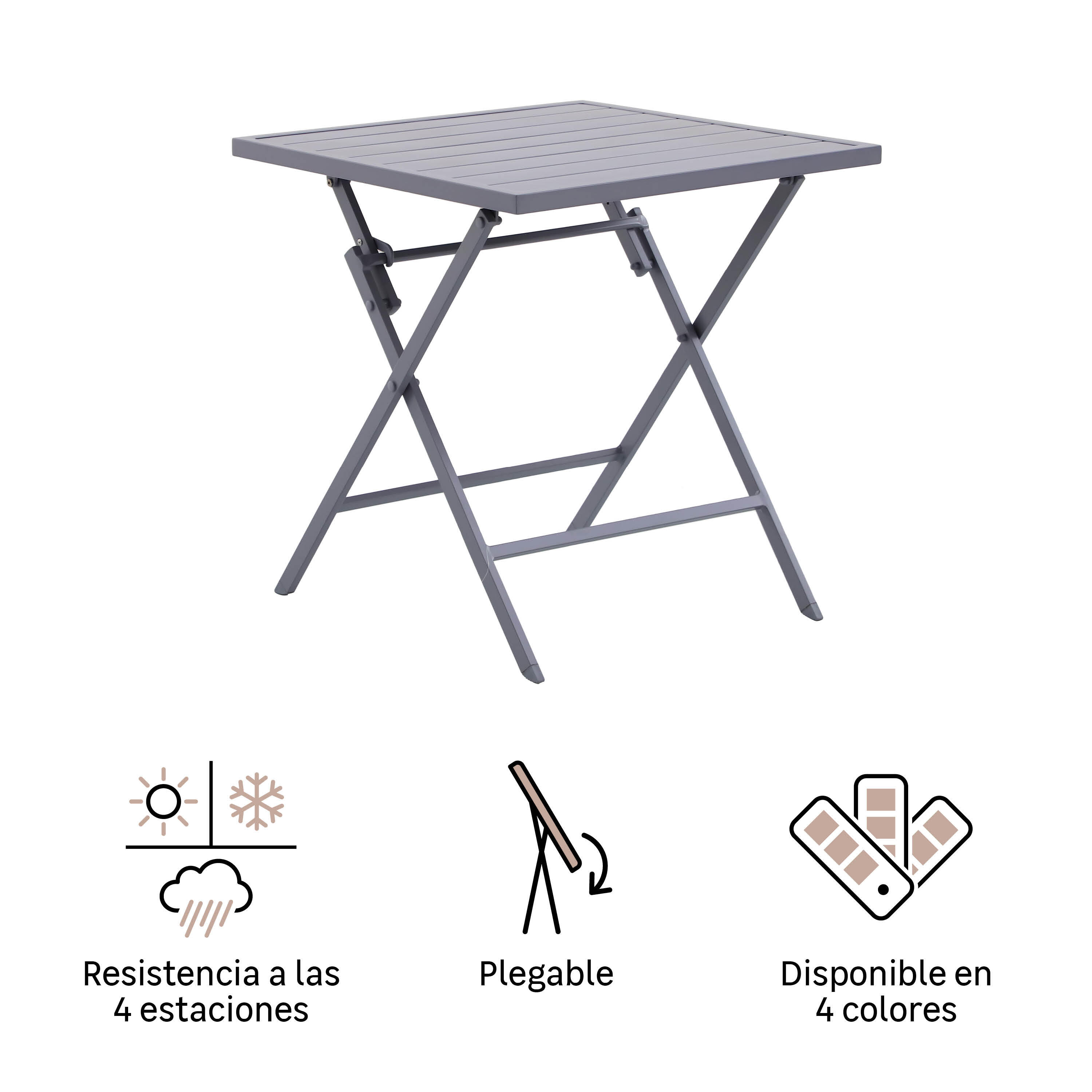 Mesa de jardín de aluminio NATERIAL Xara II Origami granito de 71x71 cm - 3