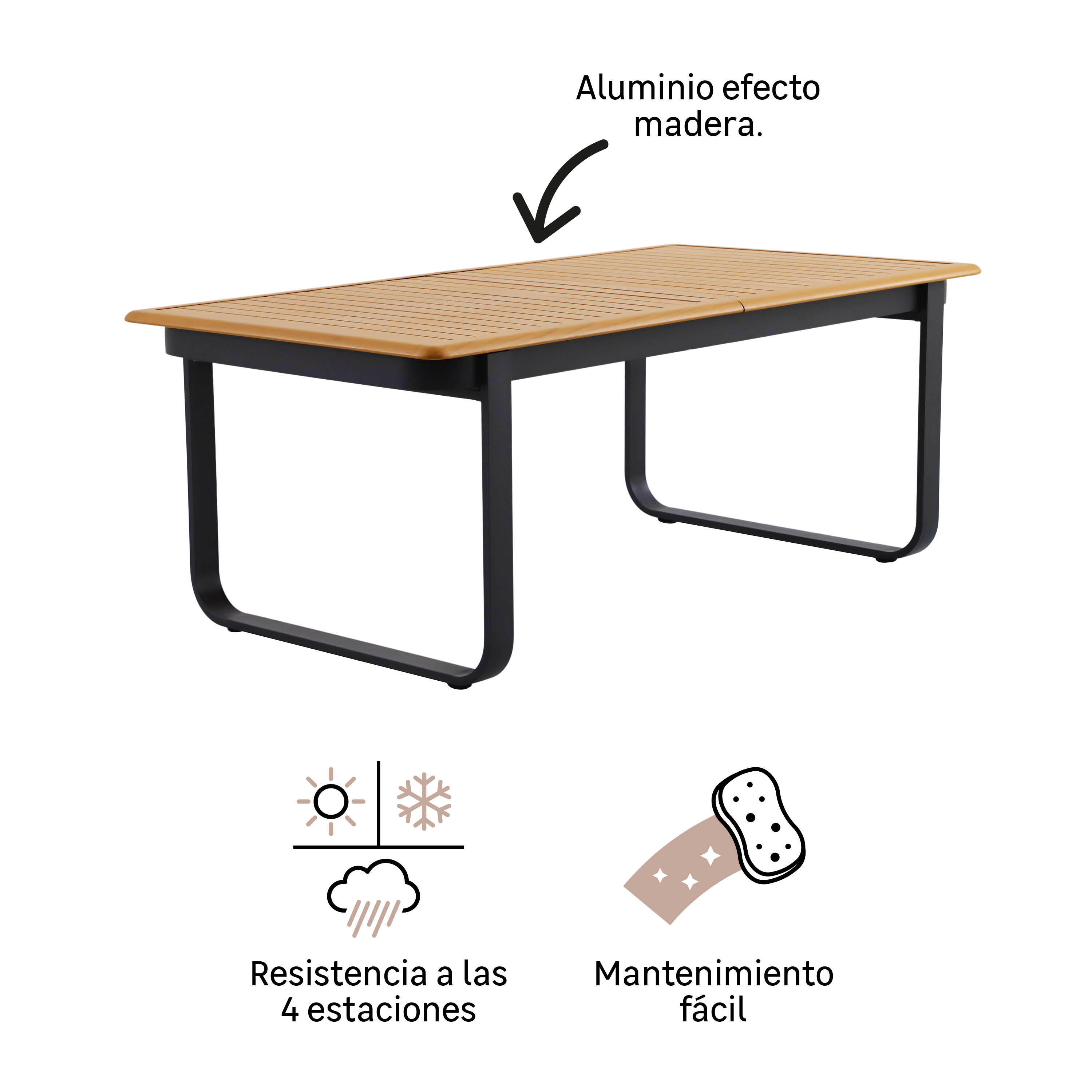 Mesa de jardín NATERIAL Calypso de aluminio gris de 199x100 cm - 3