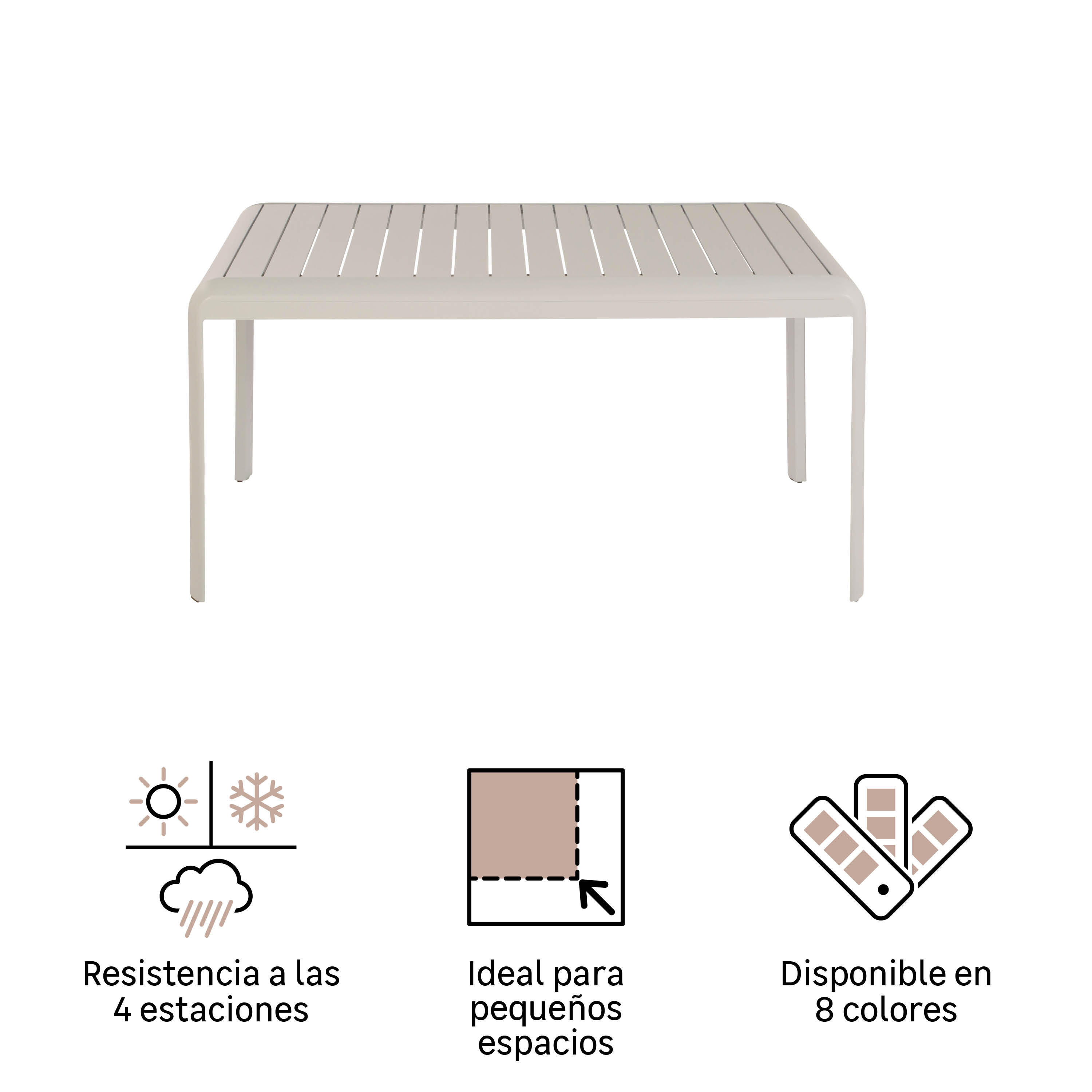 Mesa de jardín NATERIAL Idaho de aluminio beige de 144x75x70 cm - 3