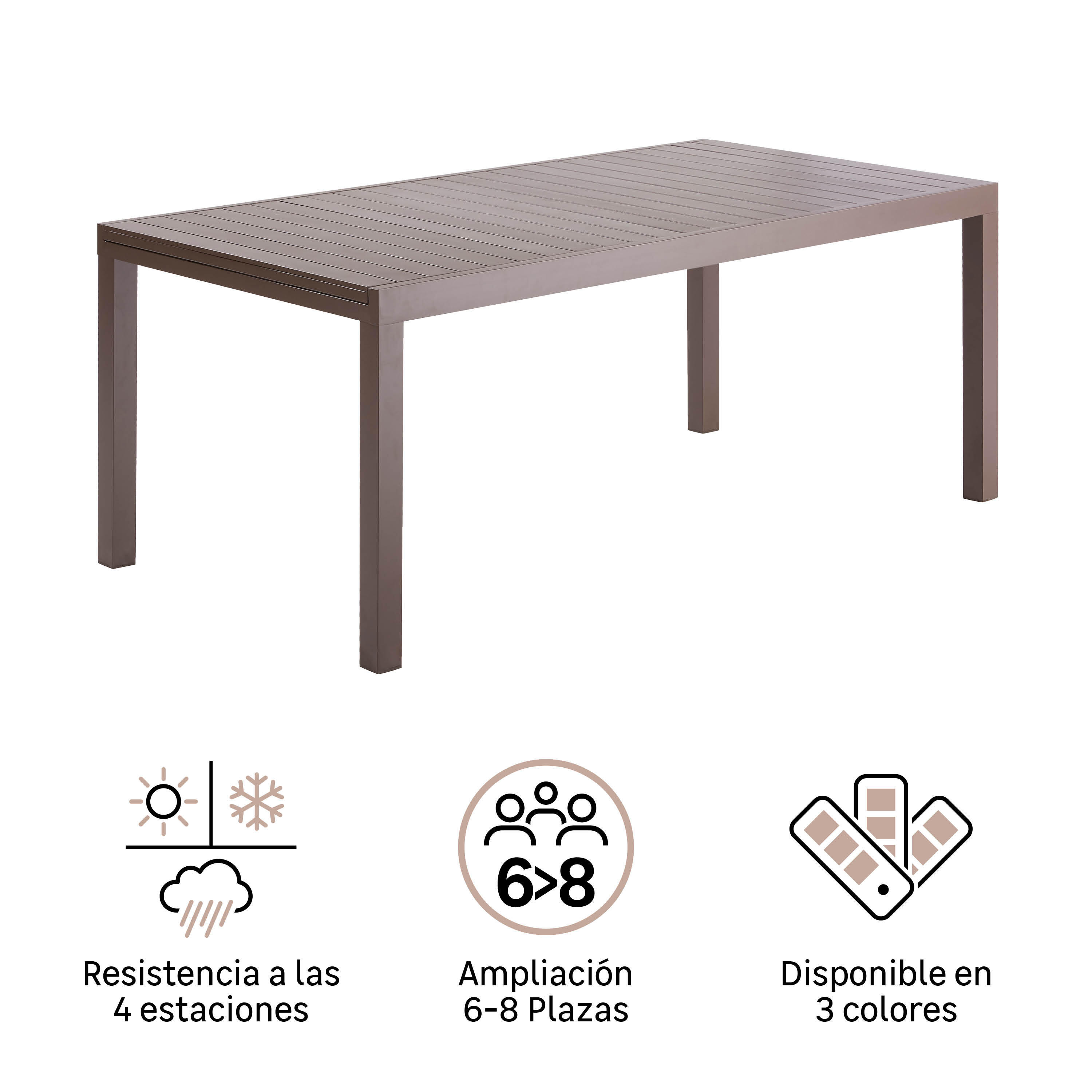 Mesa de jardín extensible de aluminio Lyra II moka de 180/262x96 cm - 3