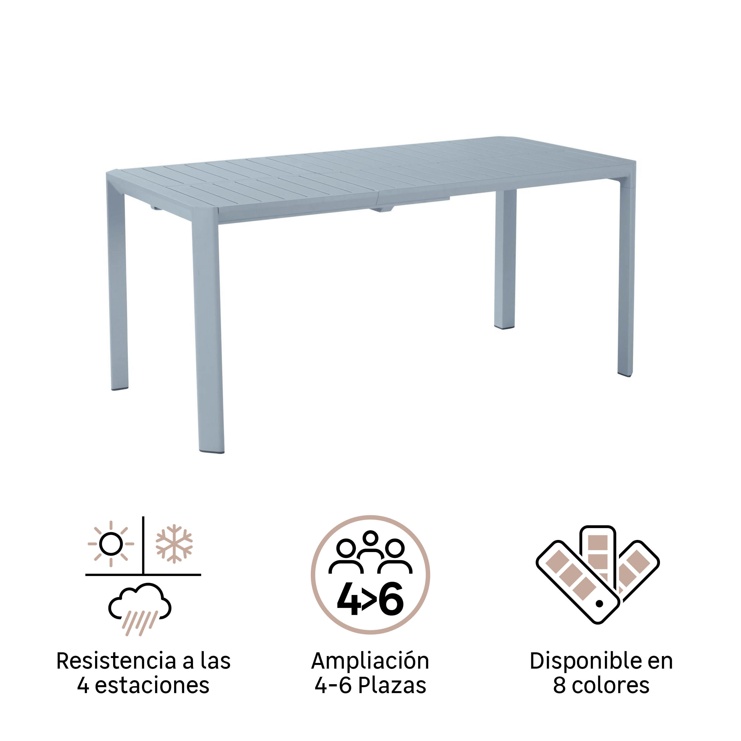 Mesa de jardín extensible NATERIAL Idaho de aluminio aqua de 110/162x75x82 cm - 4