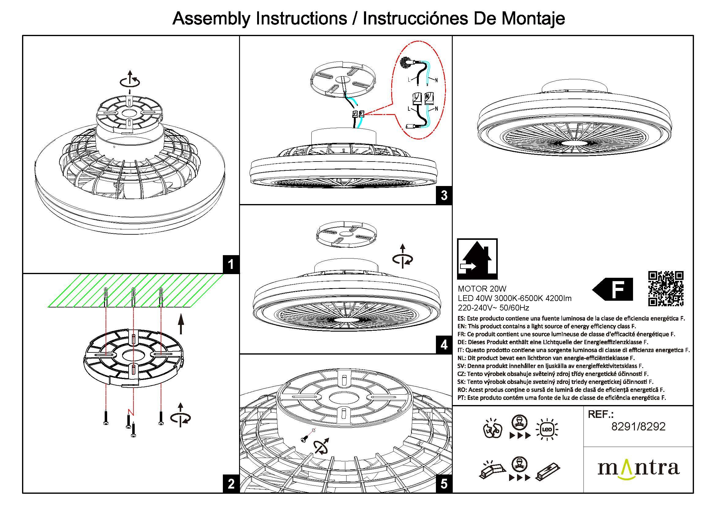 Ventilateur de plafond LED, Gamer, 46.6 cm, MANTRA, noir - 7