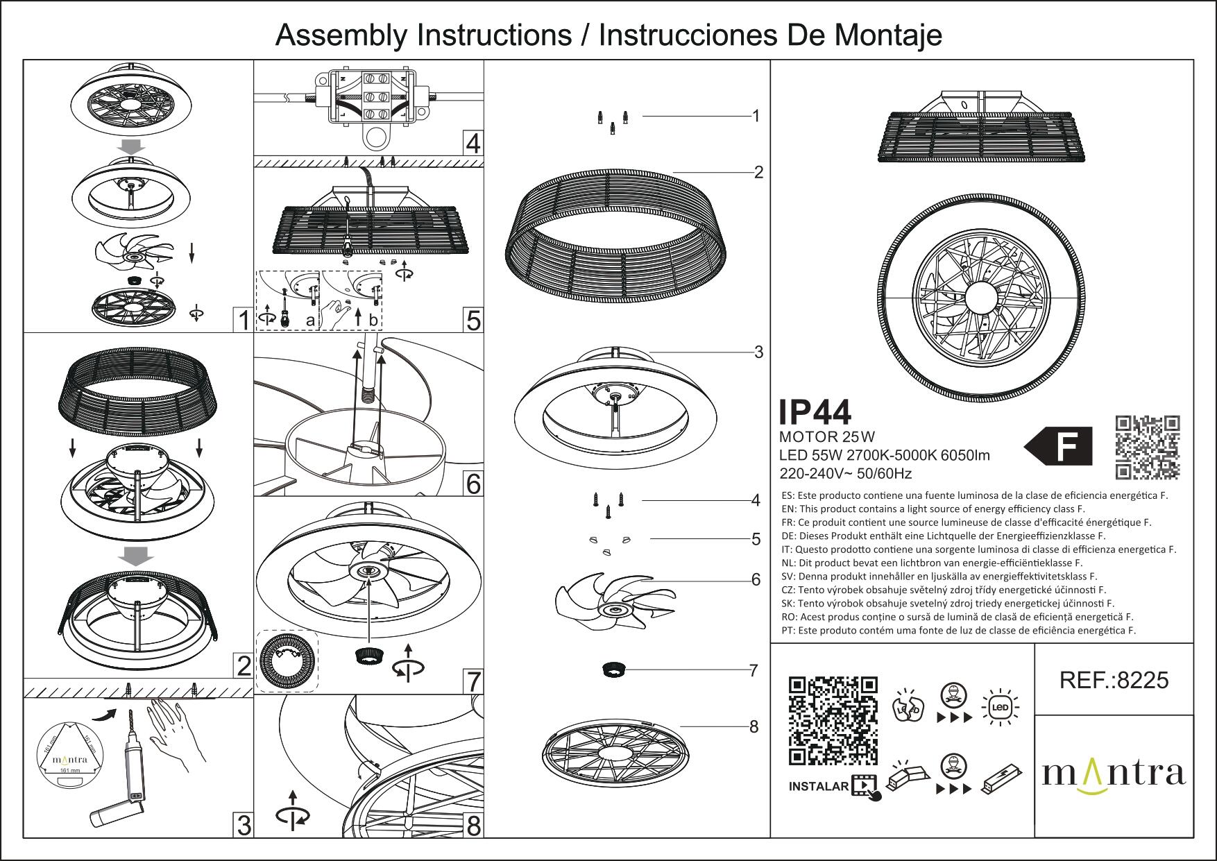 Ventilateur de plafond LED, Indonesia mini IP44, 56 cm, MANTRA, bois - 8