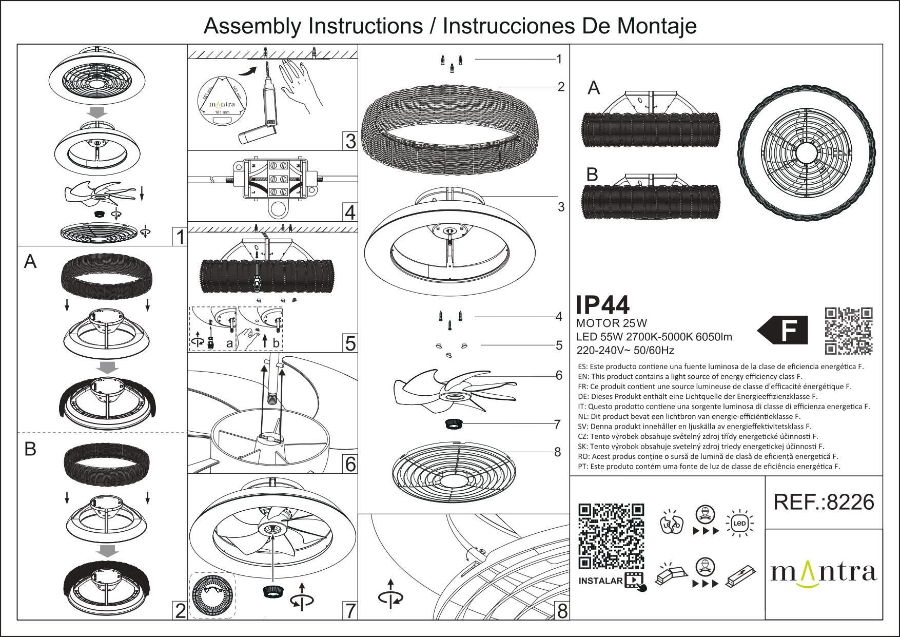 Ventoinha led d56 cm kilimanjaro castanho/bege - 15