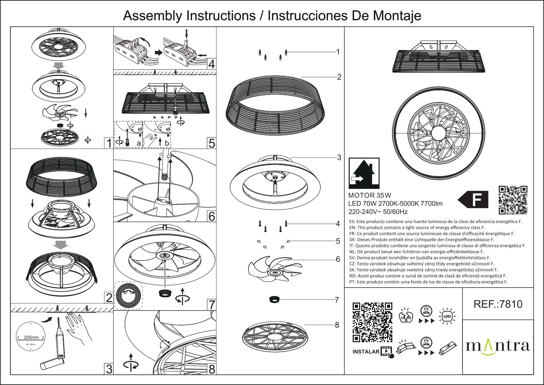 Ventoinha de teto com 7 lâminas invisíveis motor DC Indonésia Mantra d63cm branco - 15