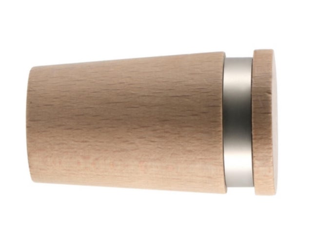 2 Terminales para barra de cortina Pomo Industrial INSPIRE madera natural para barra diámetro 28 mm