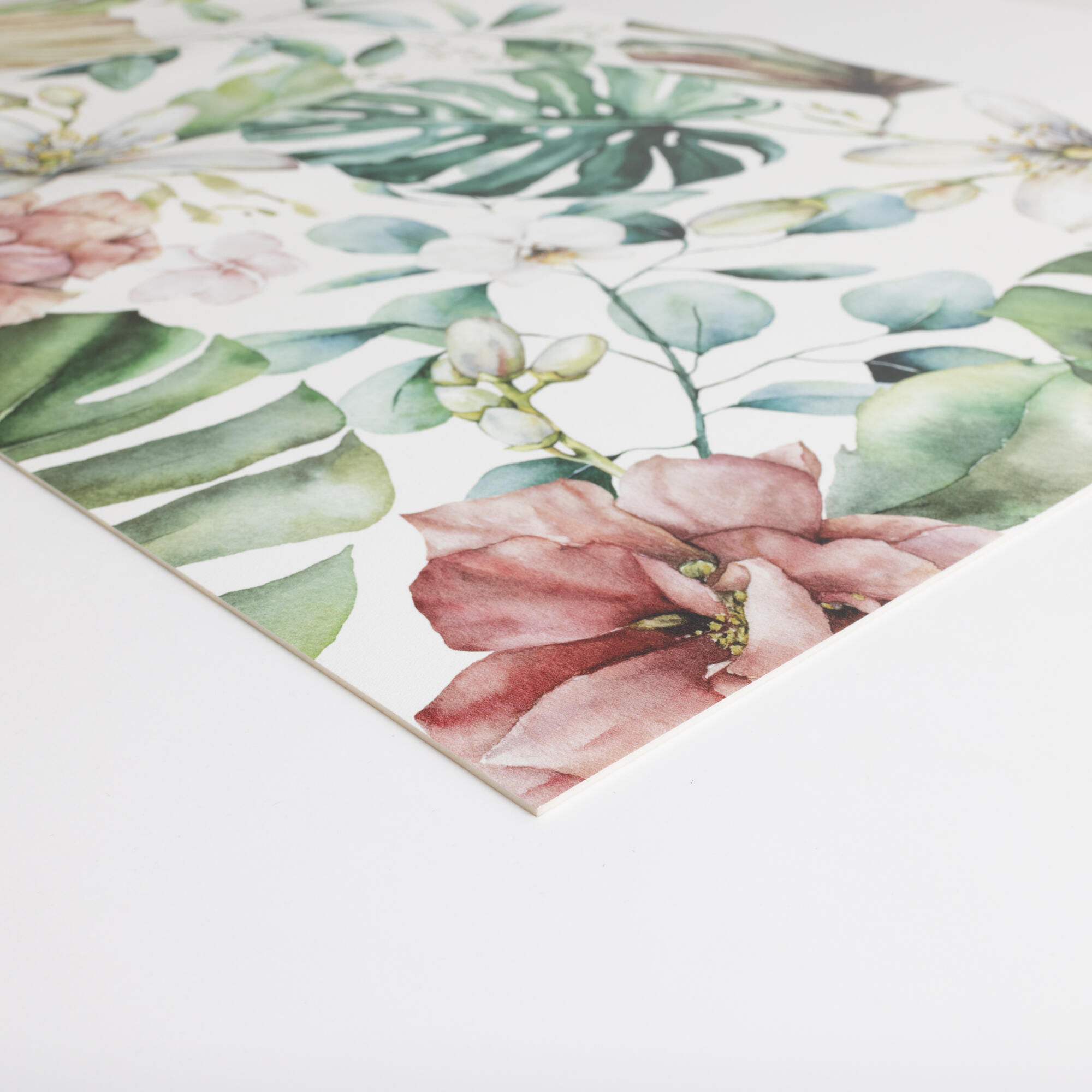 Alfombra pie de cama pvc Nuanea exterior/interior 110x48cm tejido plano base antideslizante flor verde - 4