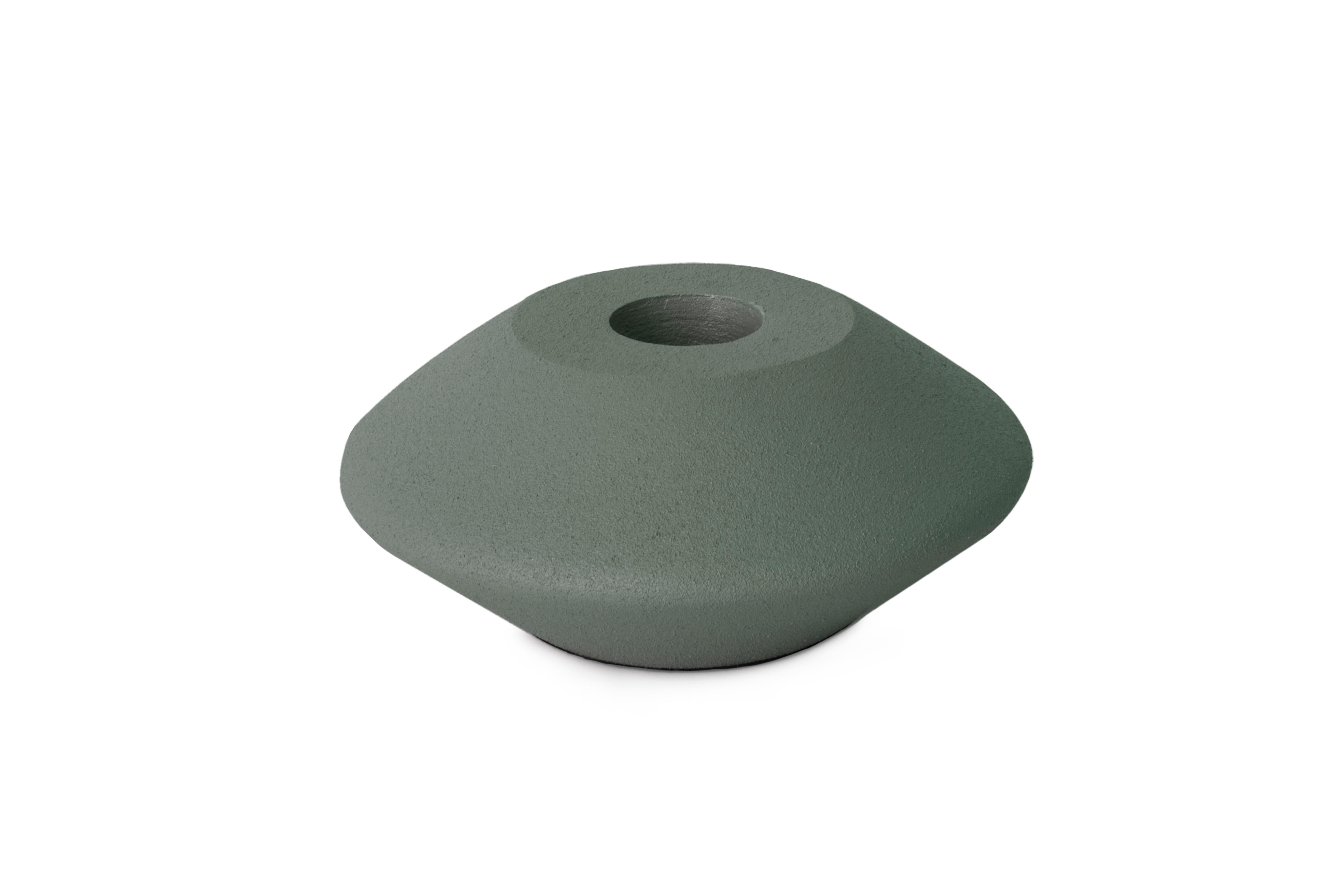 Porta vela decorativo aluminio redondo plano verde 10x5 cm