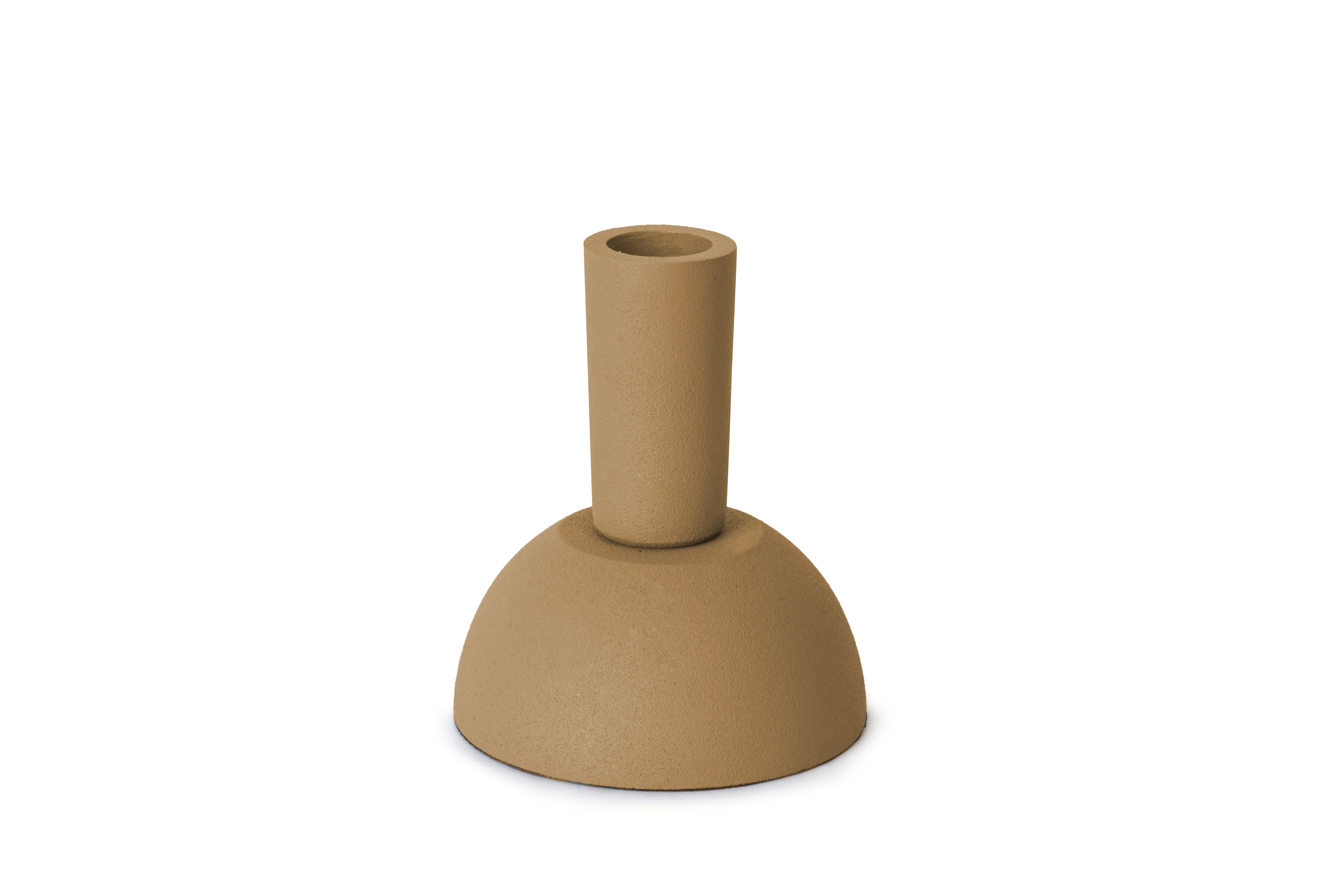 Porta vela decorativo metal cilindro mostaza 9x11 cm