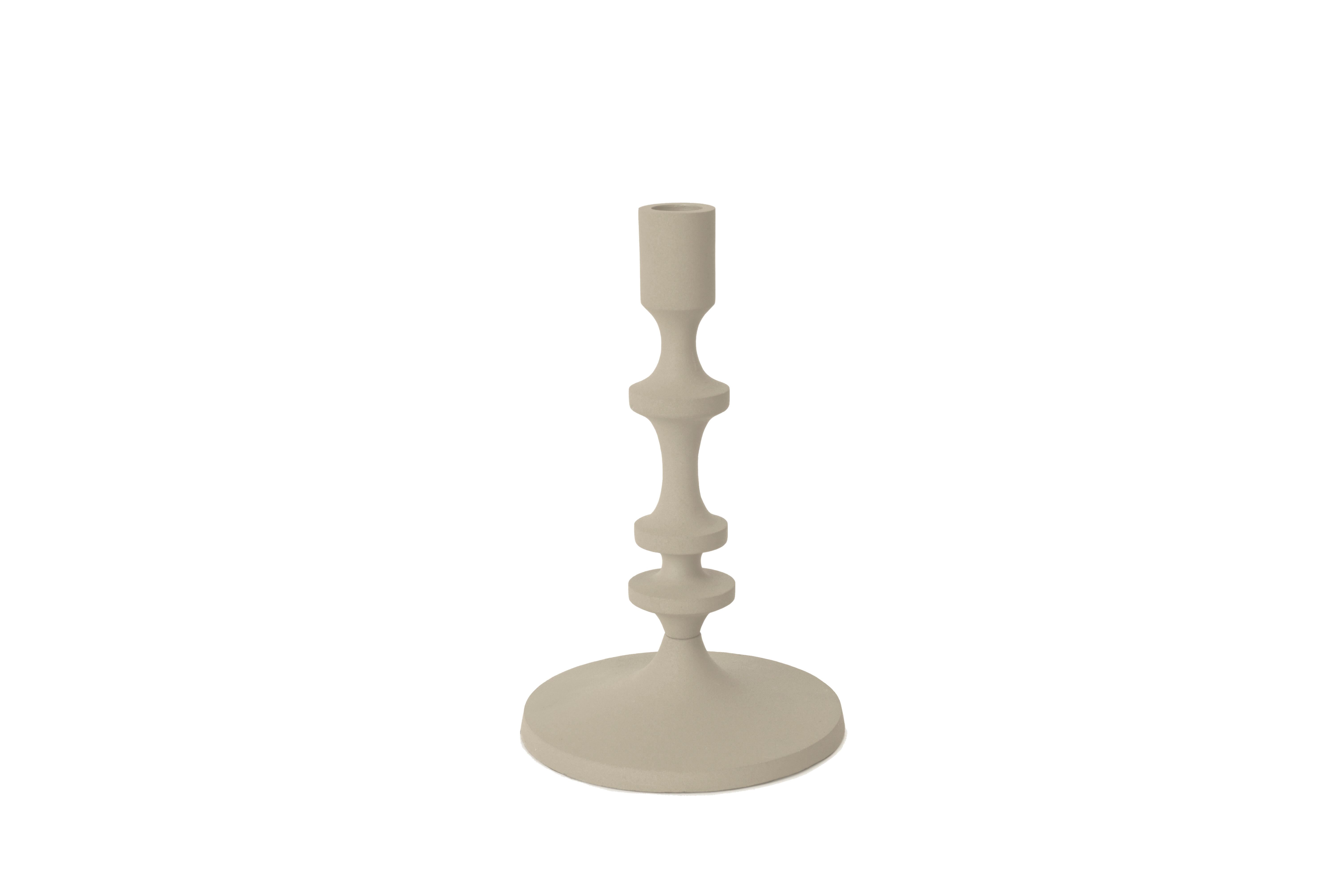 Candelabro decorativo metal cilíndrico mediano crema 14.5x25 cm