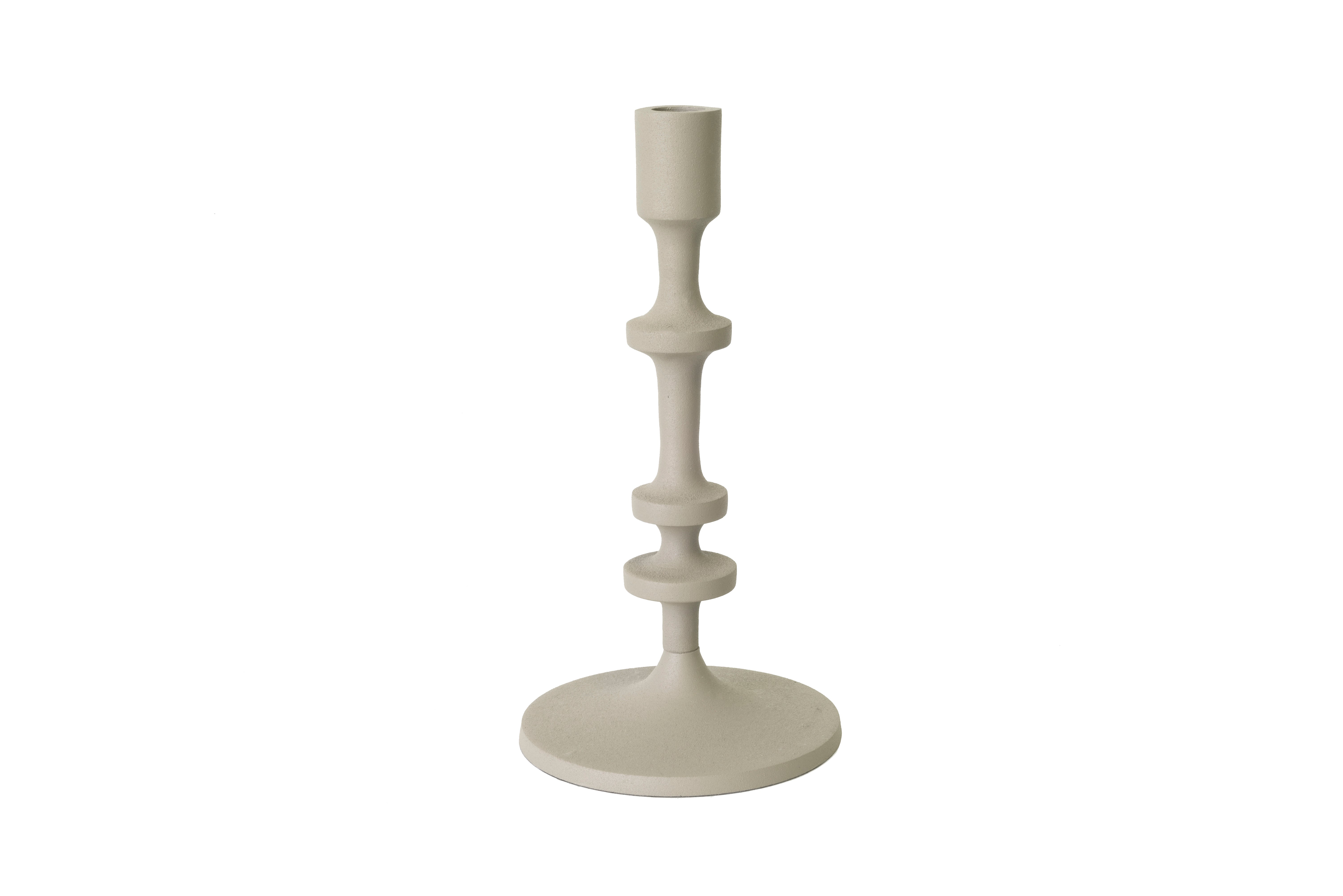 Candelabro decorativo metal cilíndrico grande crema 14.5x30 cm