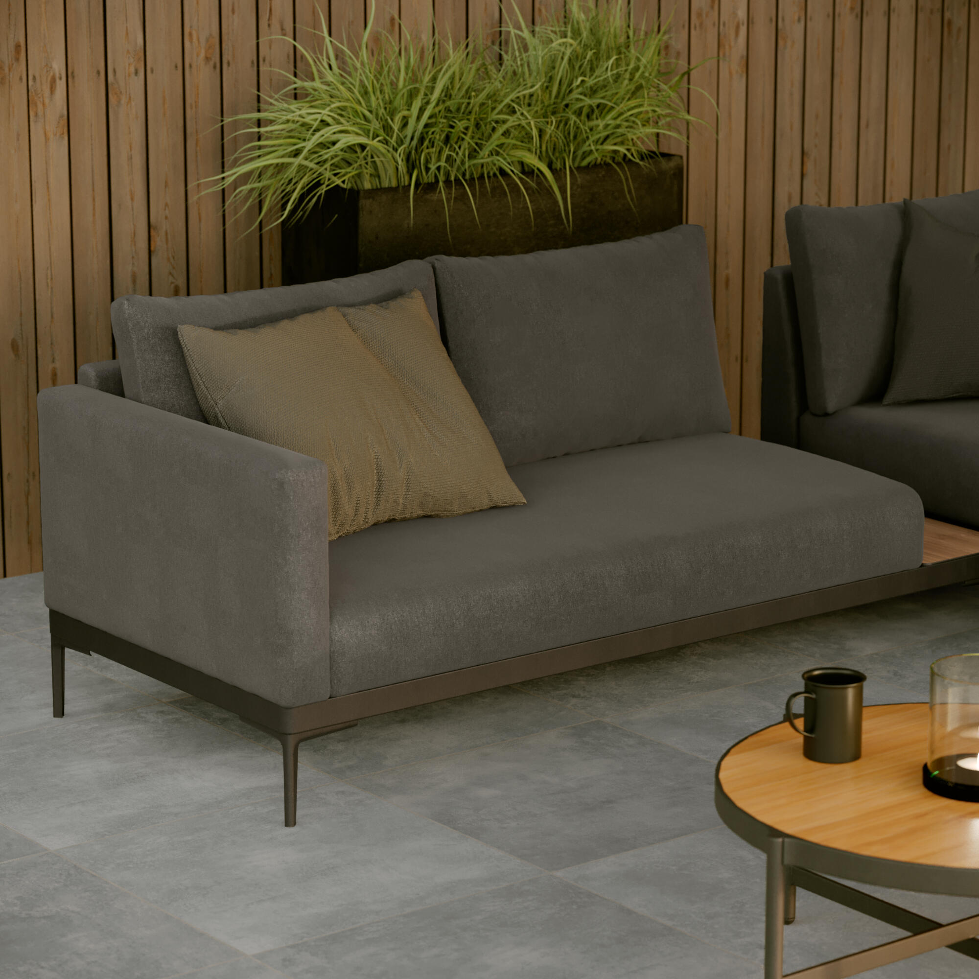 Conjunto jardim relax sofá e mesa 4P alumínio cinza Olyros Naterial - 10