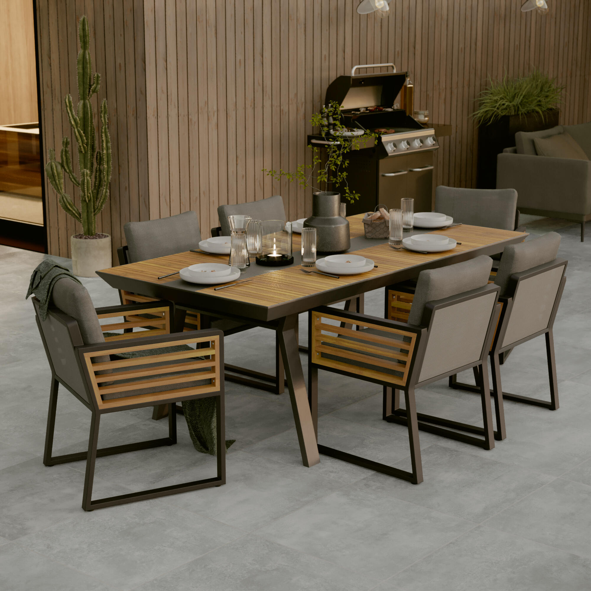 conjunto-mesa-cadeira-poltrona-almofada-madeira-metal-material-ionis - 1