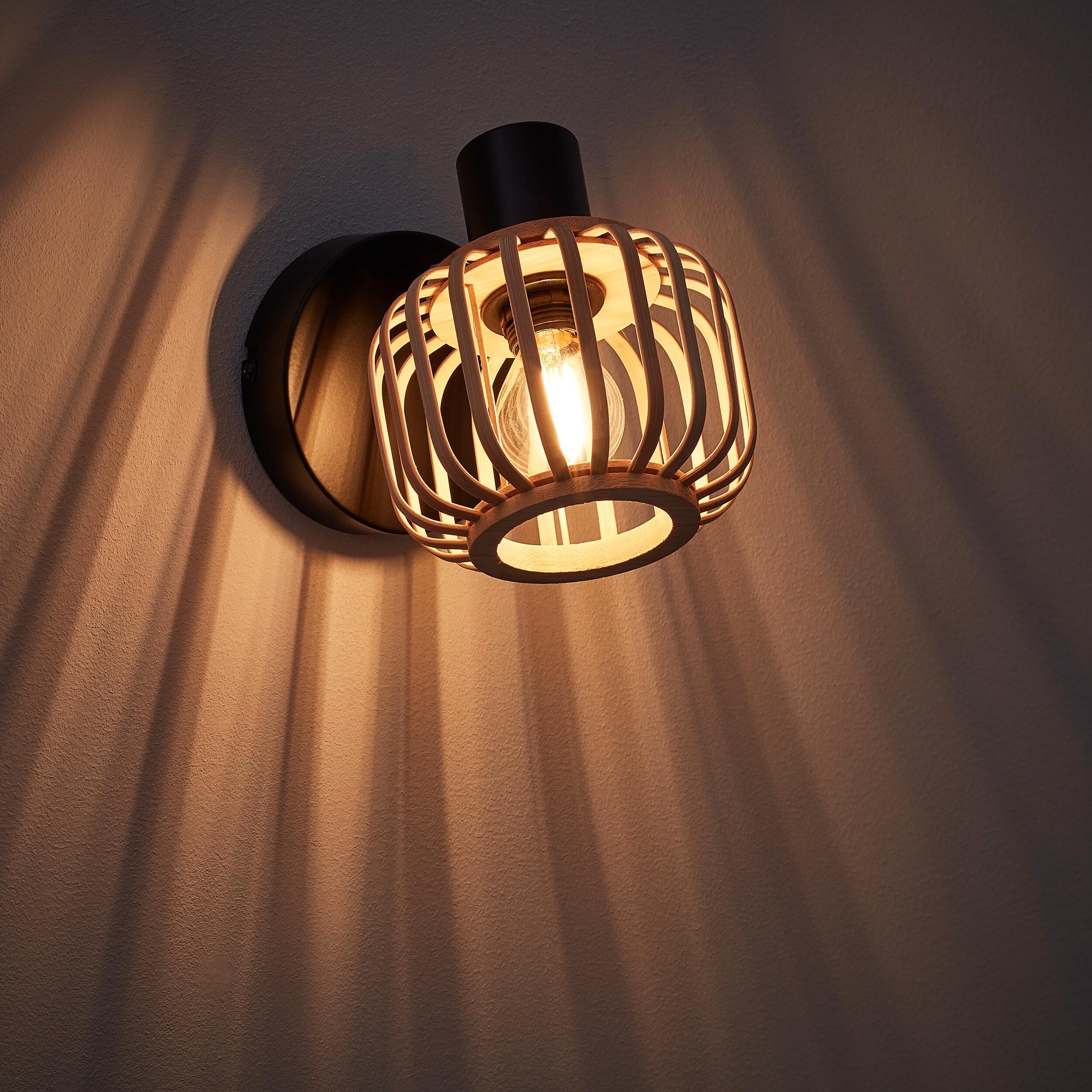 Foco decorativo INSPIRE PECAN E14 1 LÂMPADA METAL MATE PRETO/BAMBU - 25