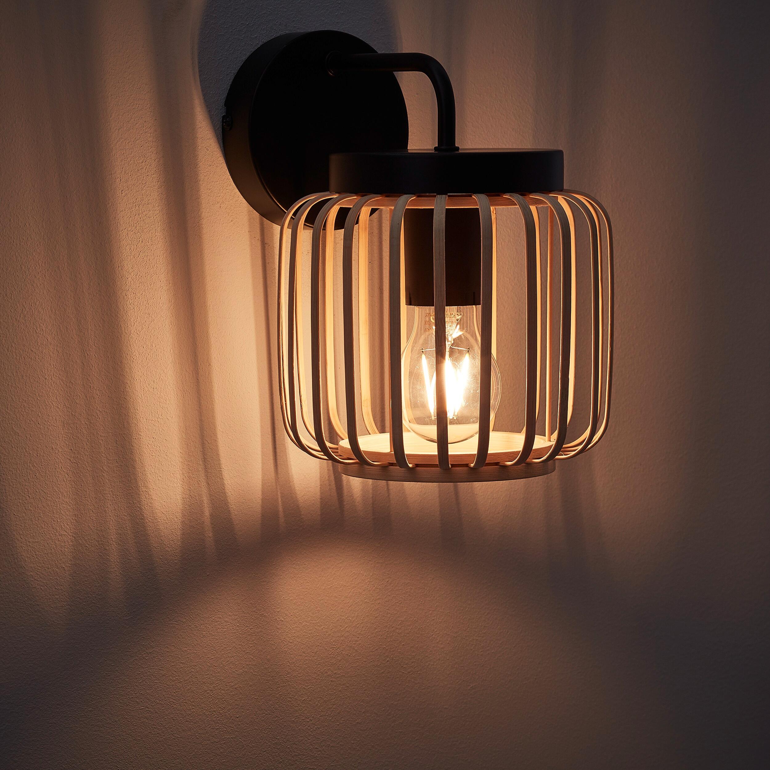 Applique murale E27, acier / bambou, beige, Pecan Bambou, INSPIRE - 3