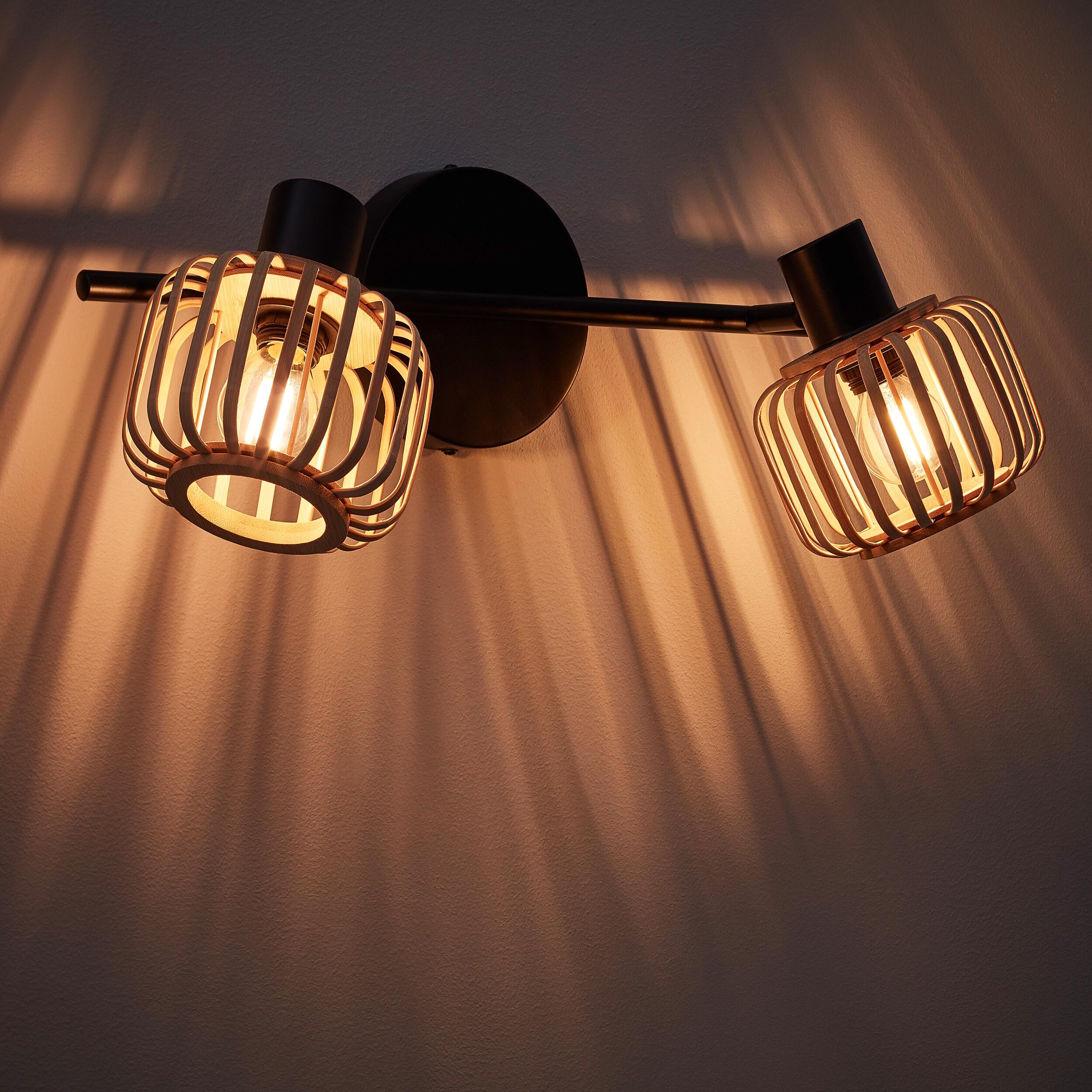 Foco decorativo INSPIRE PECAN E14 2 LÂMPADAS METAL MATE PRETO/BAMBU - 4
