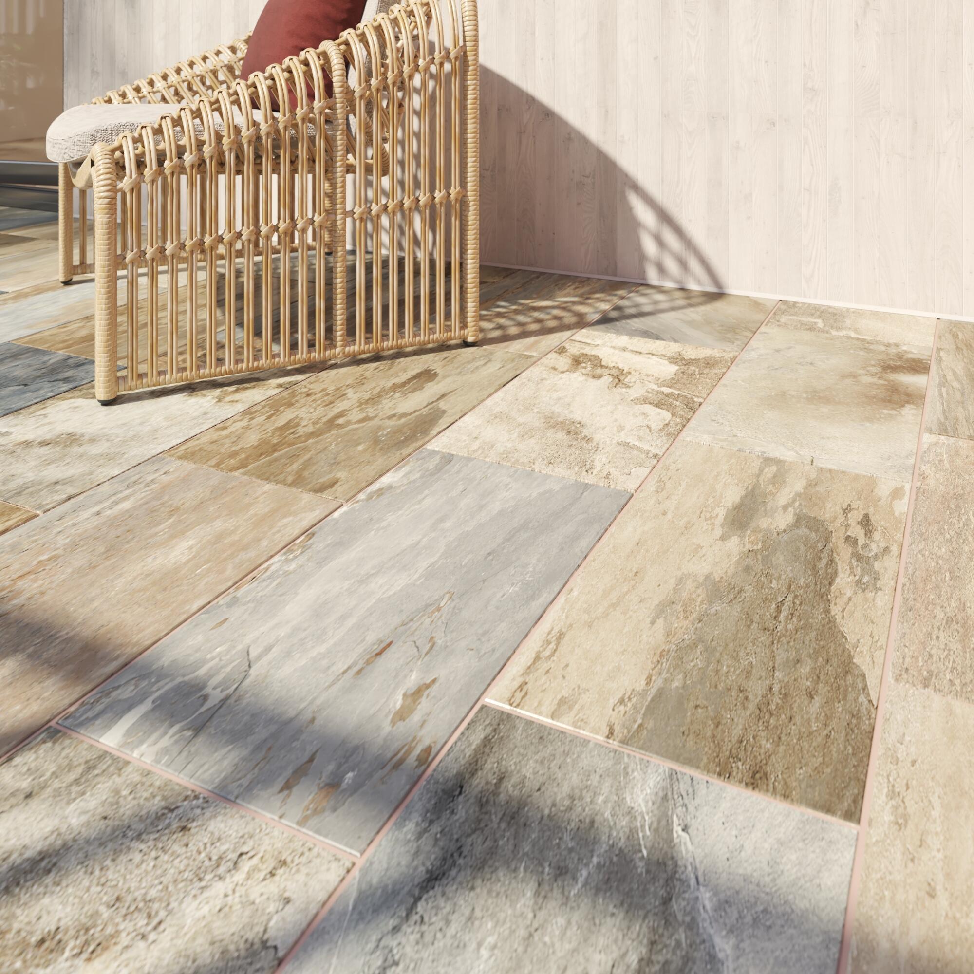 Suelo porcelánico alcan efecto piedra multicolor 30x60 cm c3 artens